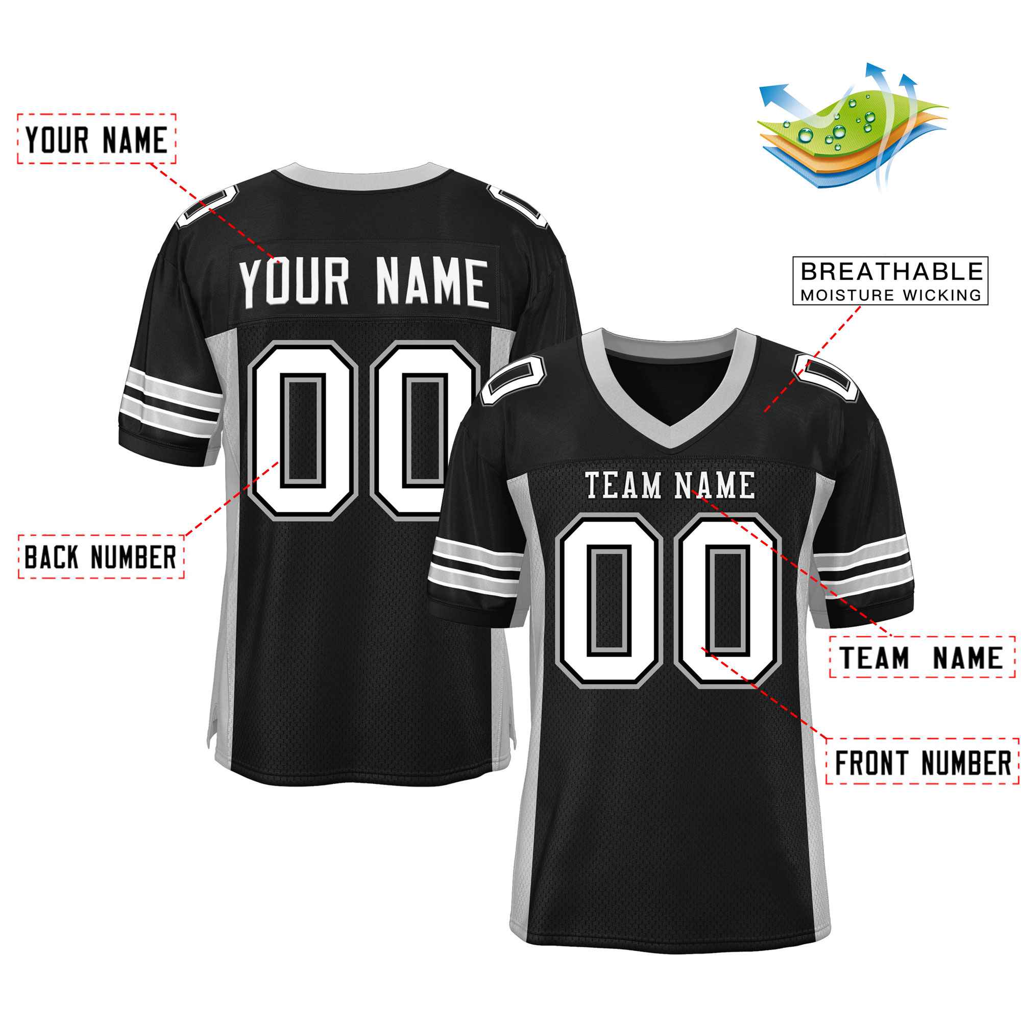 Authentisches Mesh-Fußballtrikot mit individuellem Einsatz und Farbdesign