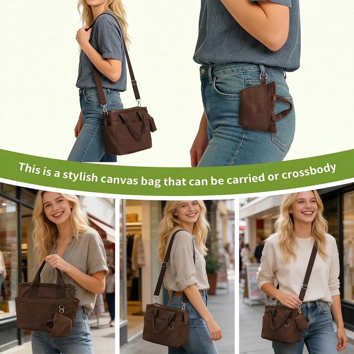 Women's Canvas Tote Bag Five Color Options