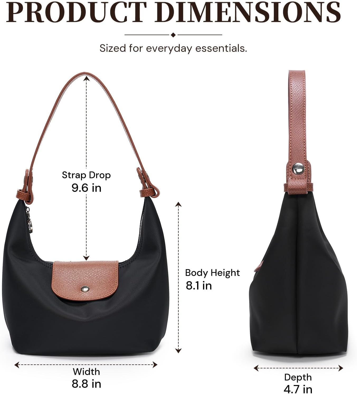 Women's Nylon Hobo Crossbody Bag with Leather Flap Women's Nylon Hobo Crossbody Bag with Leather Flap