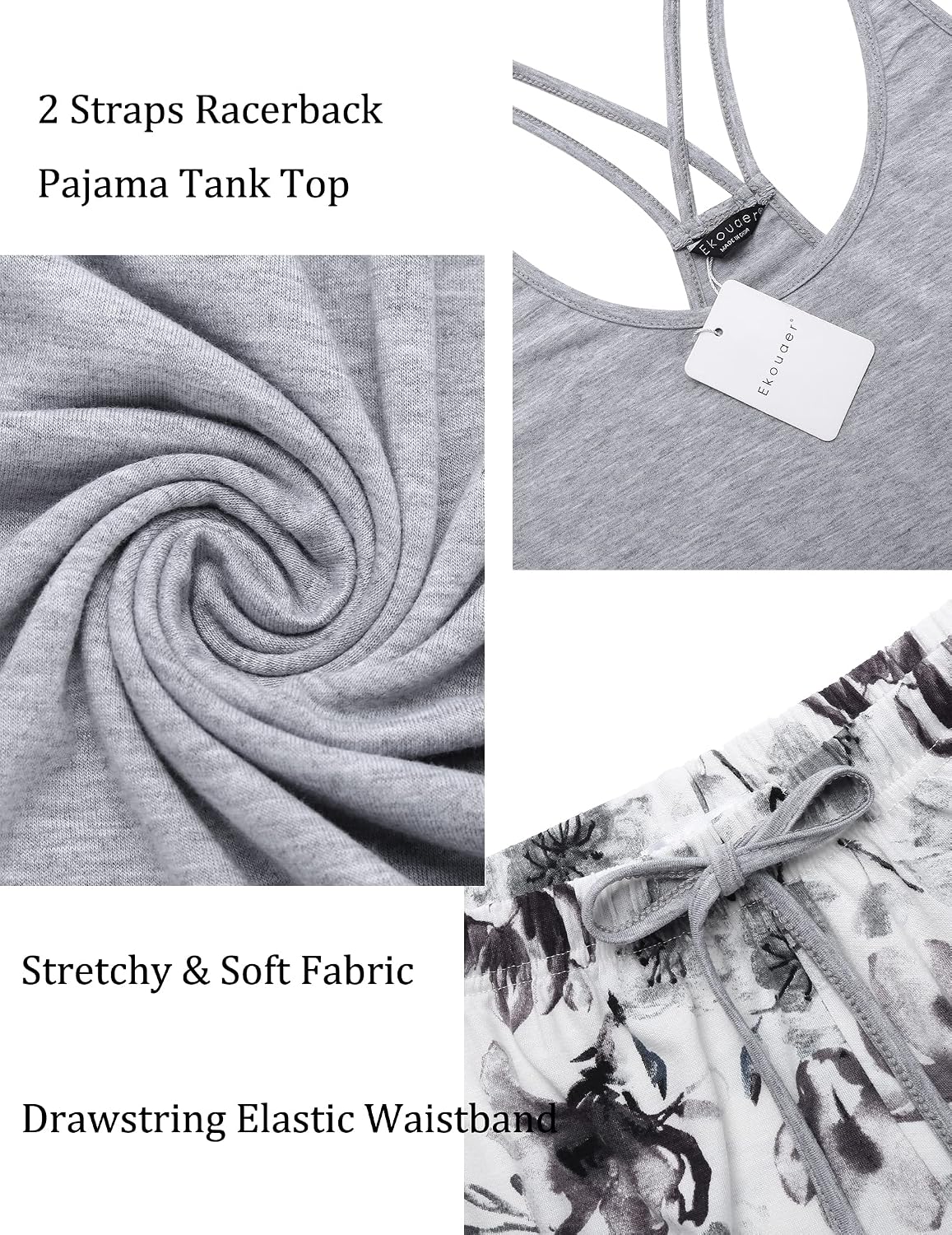 Women's Floral Shorts Pajama Set Racerback Tank Top