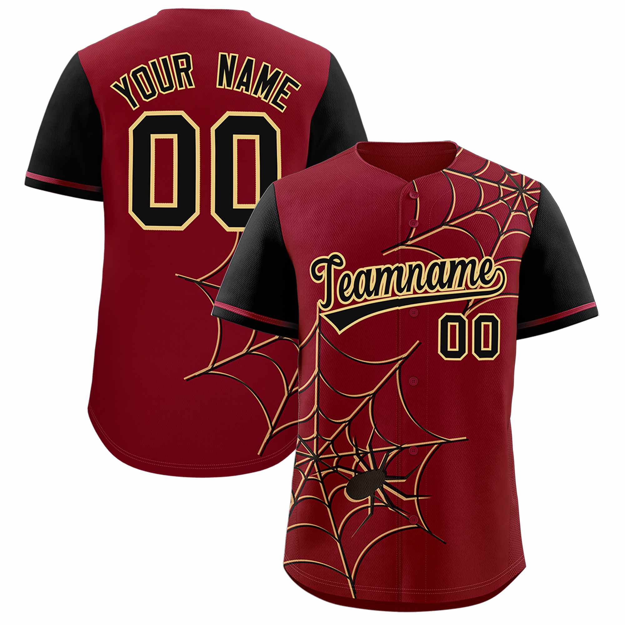 Benutzerdefiniertes Spinnennetz-Muster, Raglanärmel, authentisches Baseball-Trikot