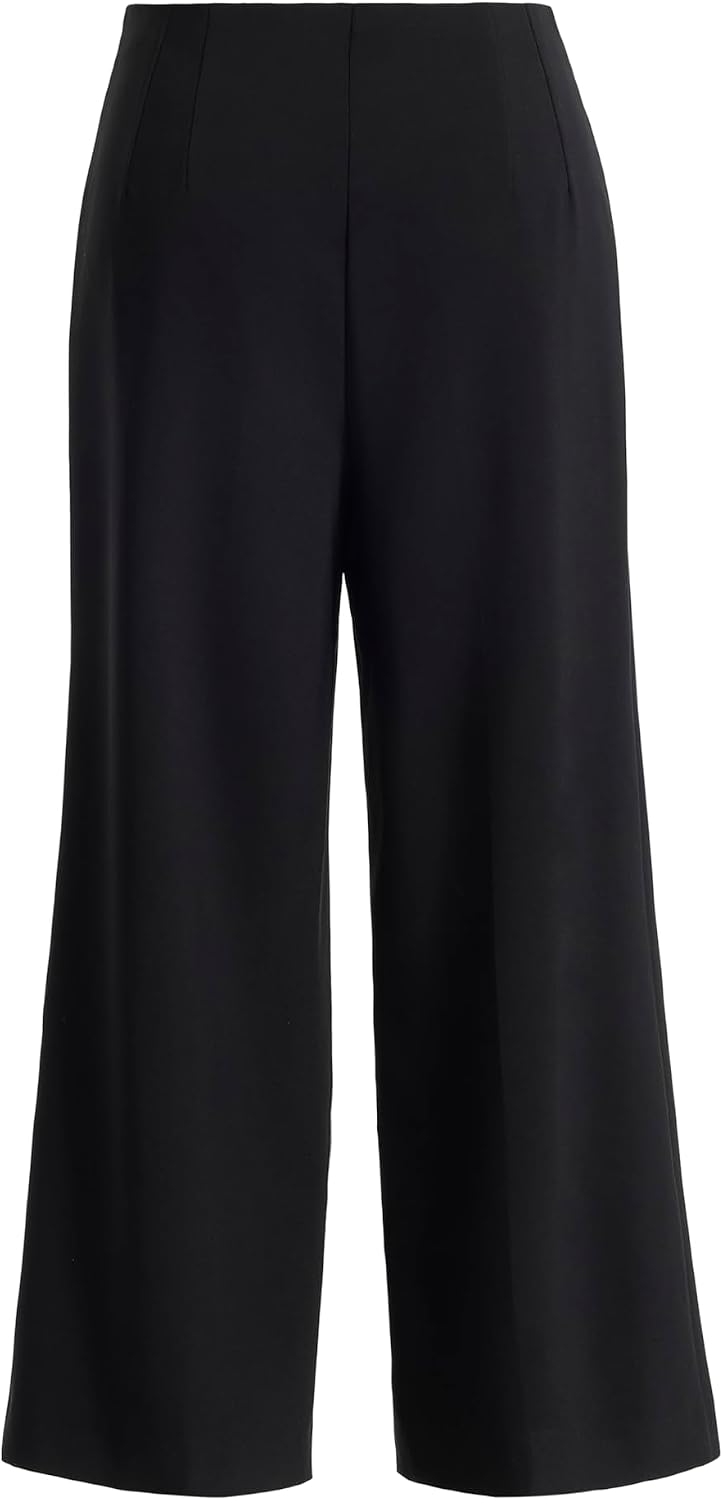 Women's High Rise Wide Leg Cropped Pants (Black)