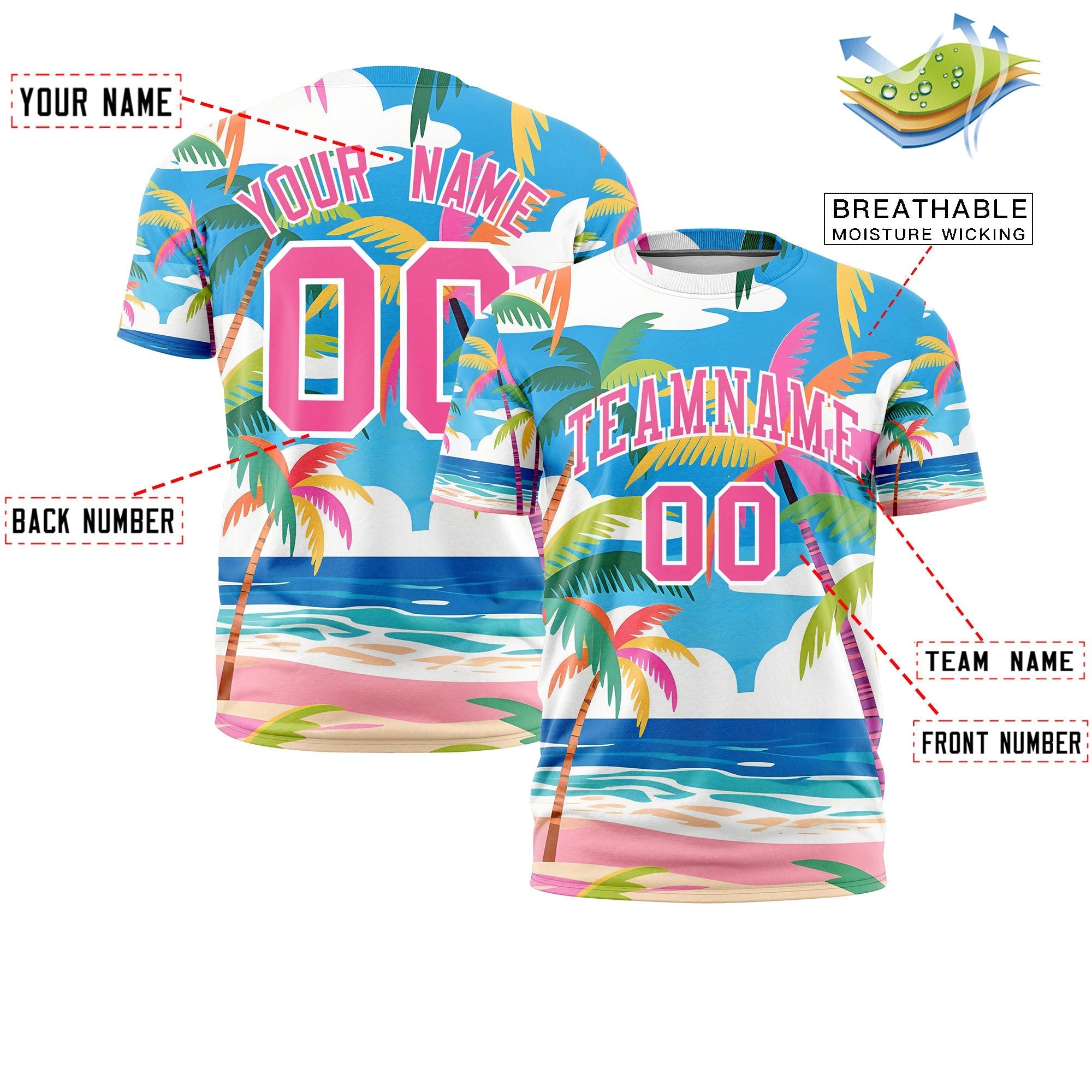 Benutzerdefiniertes T-Shirt im hawaiianischen Stil mit Graffiti-Muster