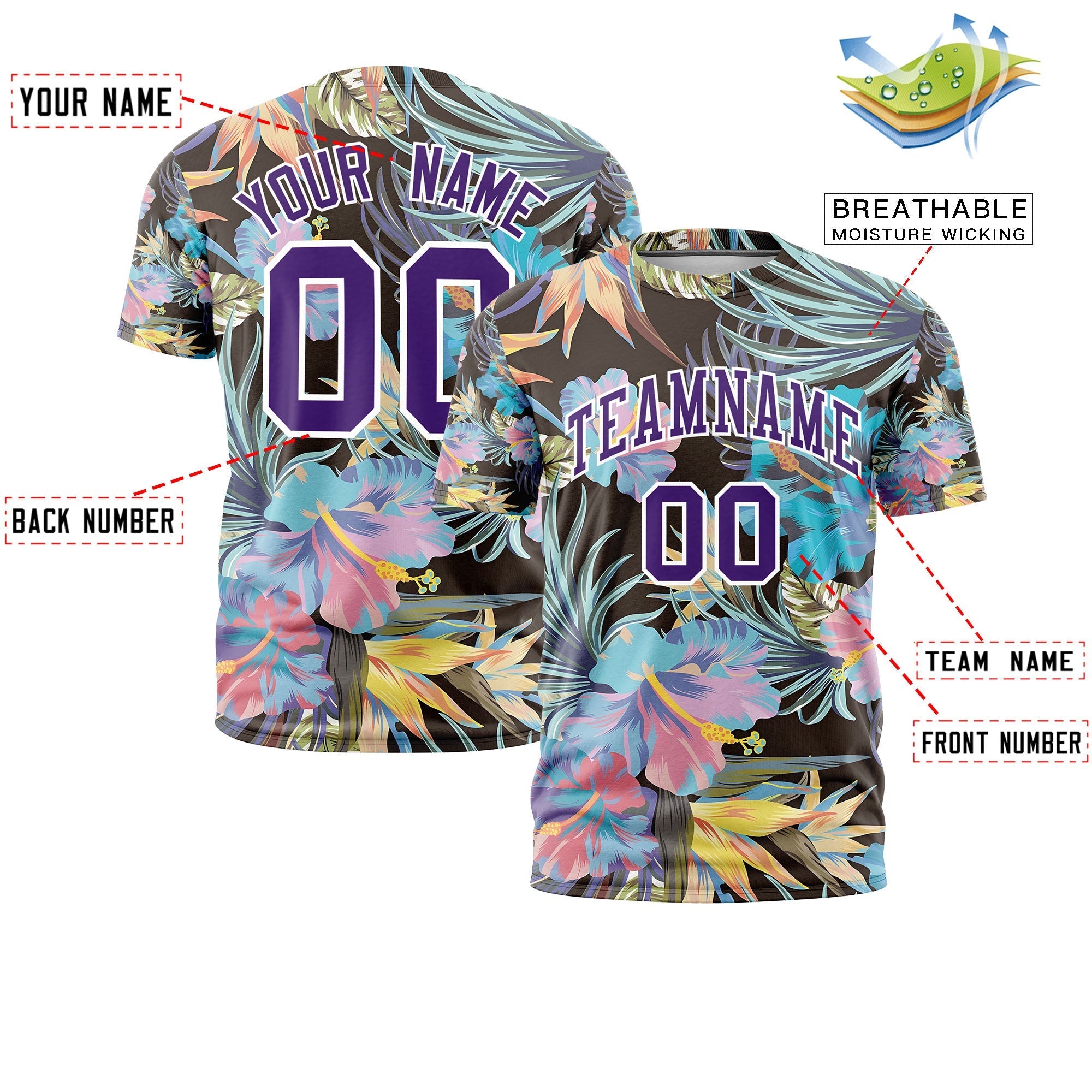 Benutzerdefiniertes T-Shirt im hawaiianischen Stil mit Graffiti-Muster