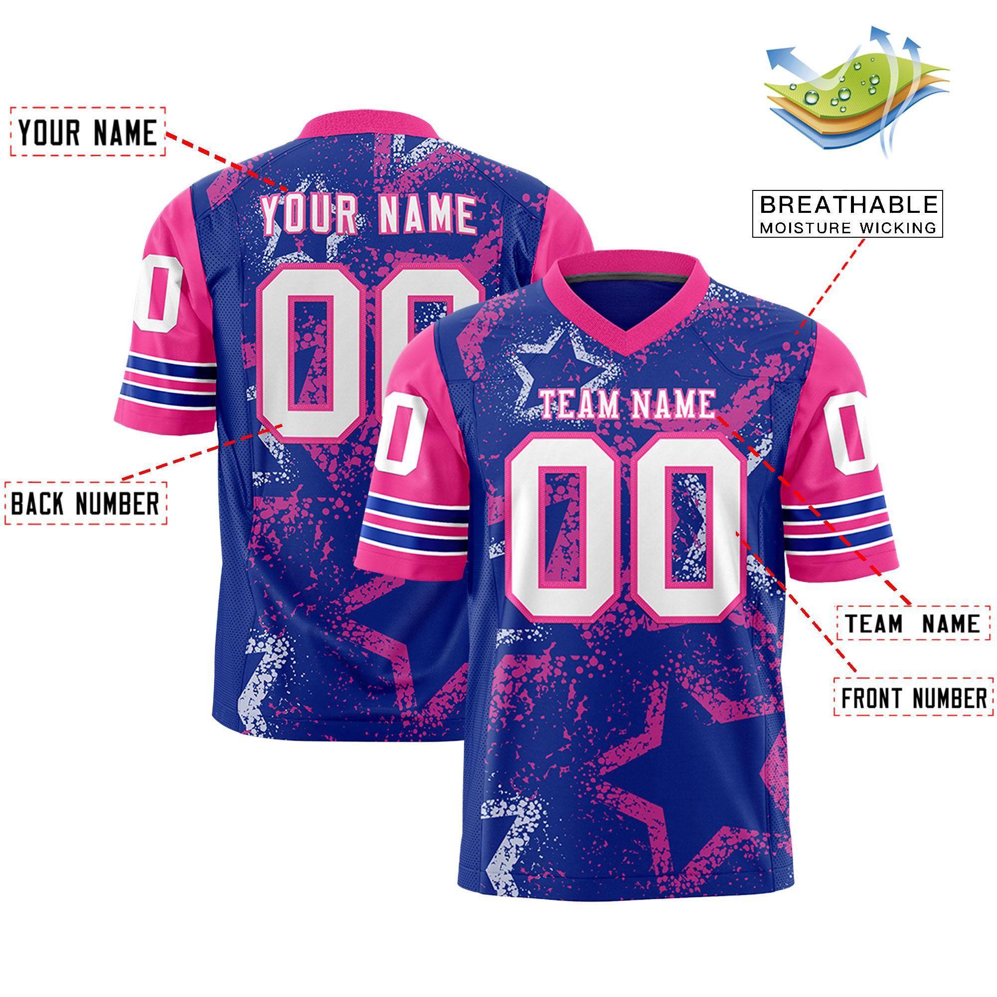Individuell personalisiertes, authentisches Fußballtrikot mit Sternmuster-Design Individuell personalisiertes, authentisches Fußballtrikot mit Sternmuster-Design