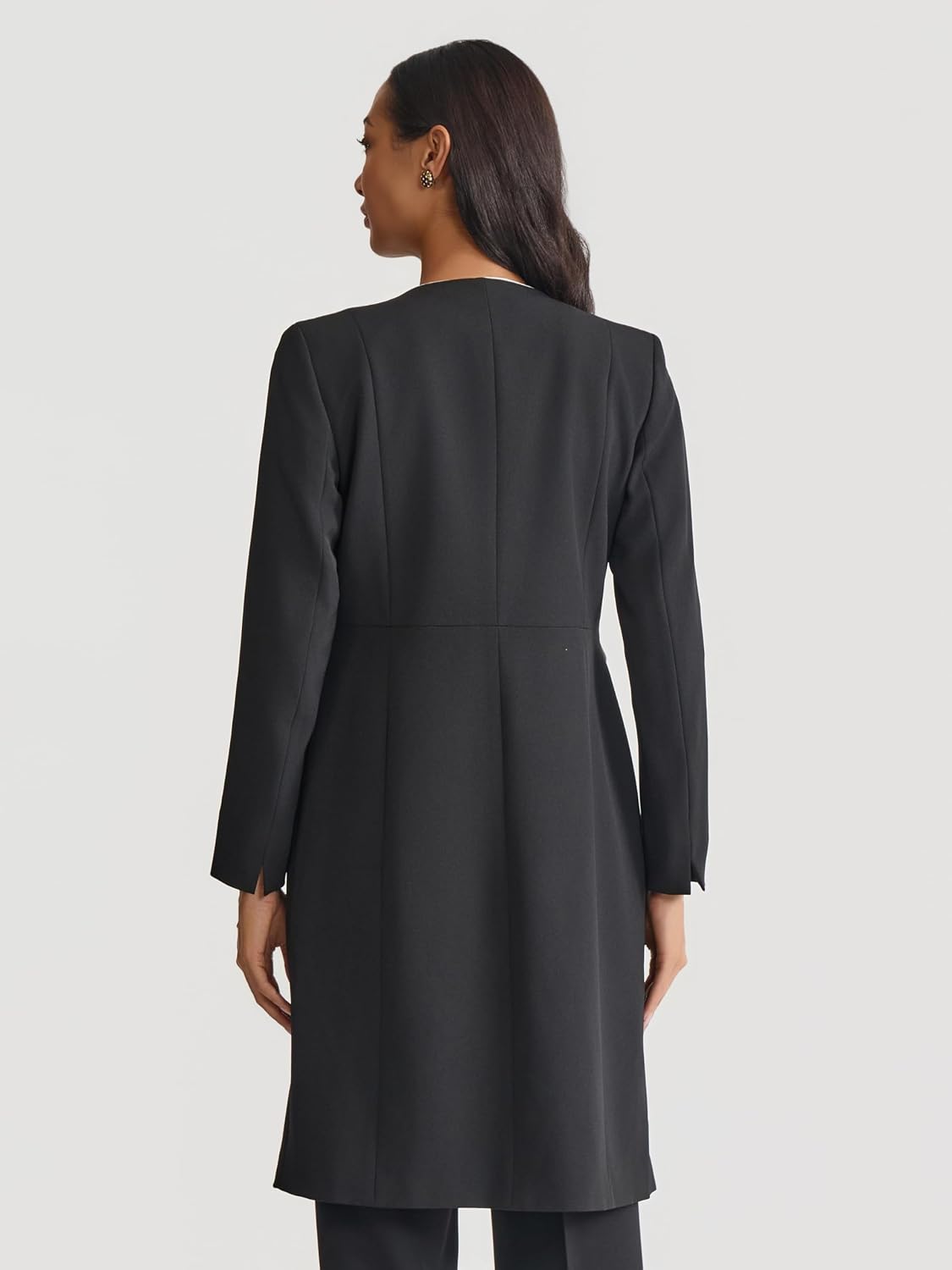 Women's Piping Trim Longline Topper Coat Black