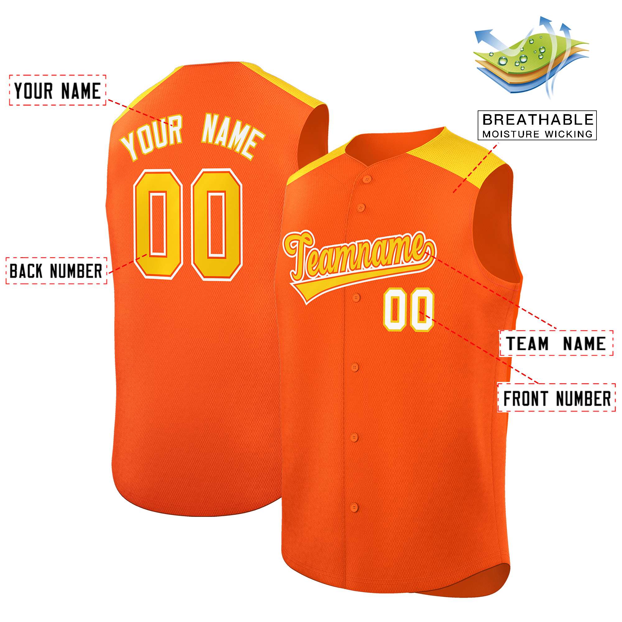 Benutzerdefinierte personalisierte klassische authentische ärmellose Baseball-Trikot