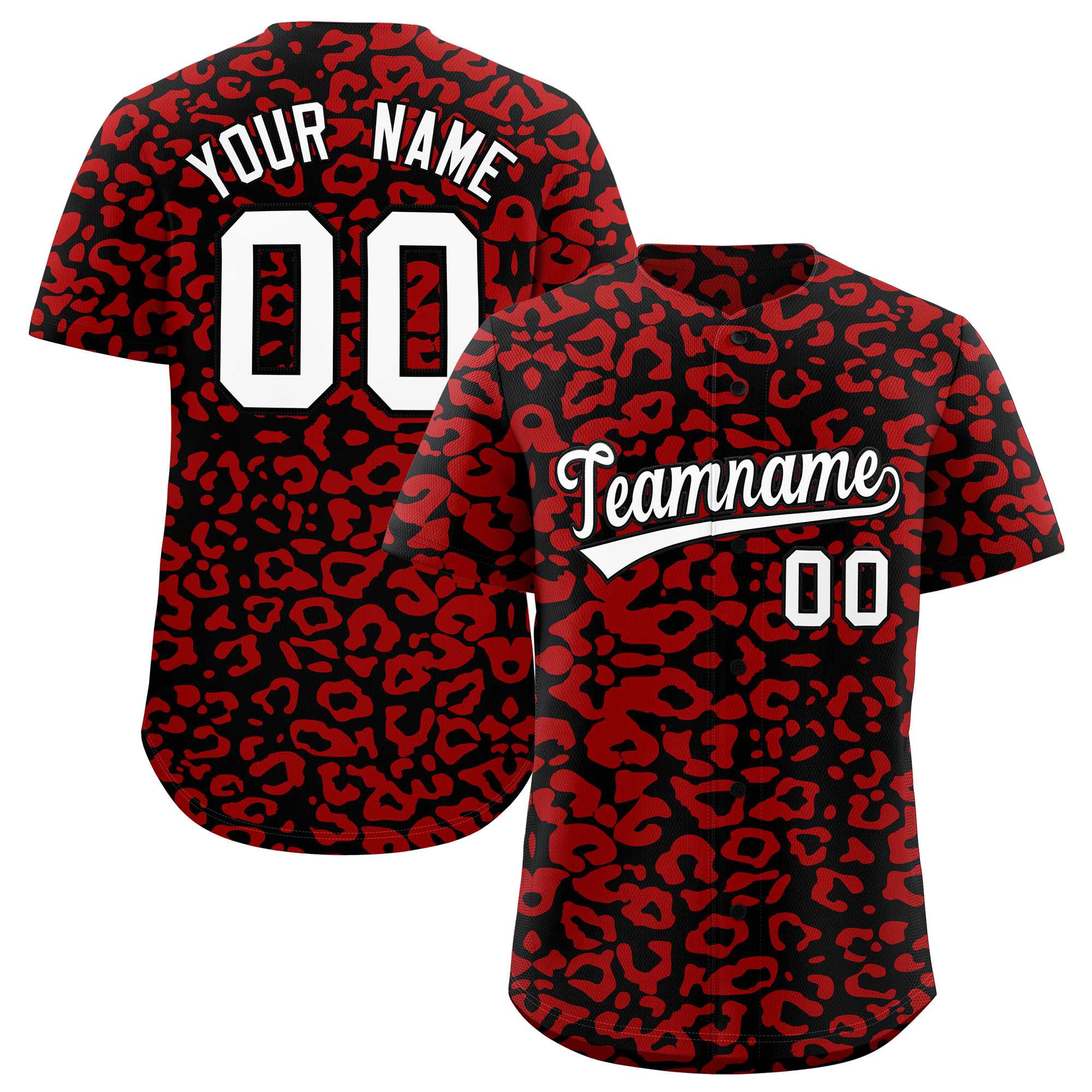Authentisches Baseball-Trikot mit individuell gestaltetem Leopardenmuster