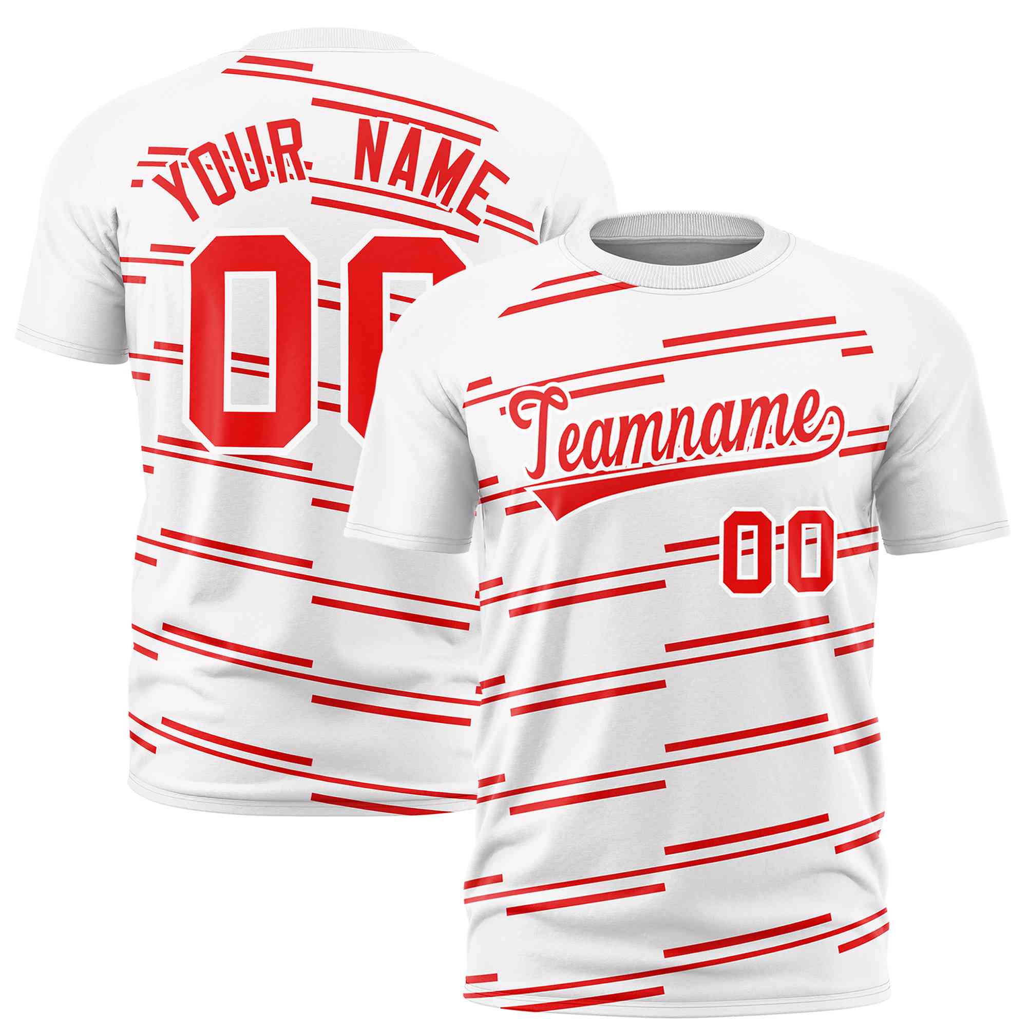 Individuell personalisiertes Performance-T-Shirt mit schrägem Linien-Graffiti-Muster