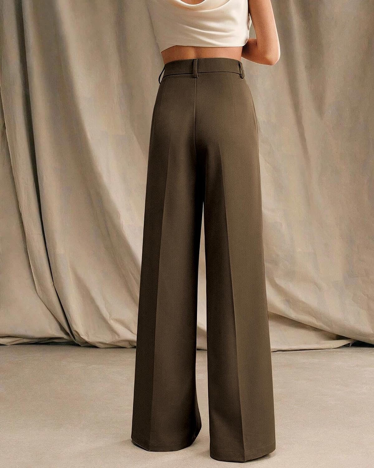 Womens Wide Leg Pants High Waist Straight Work Office Business Casual Palazzo Trousers with Pockets