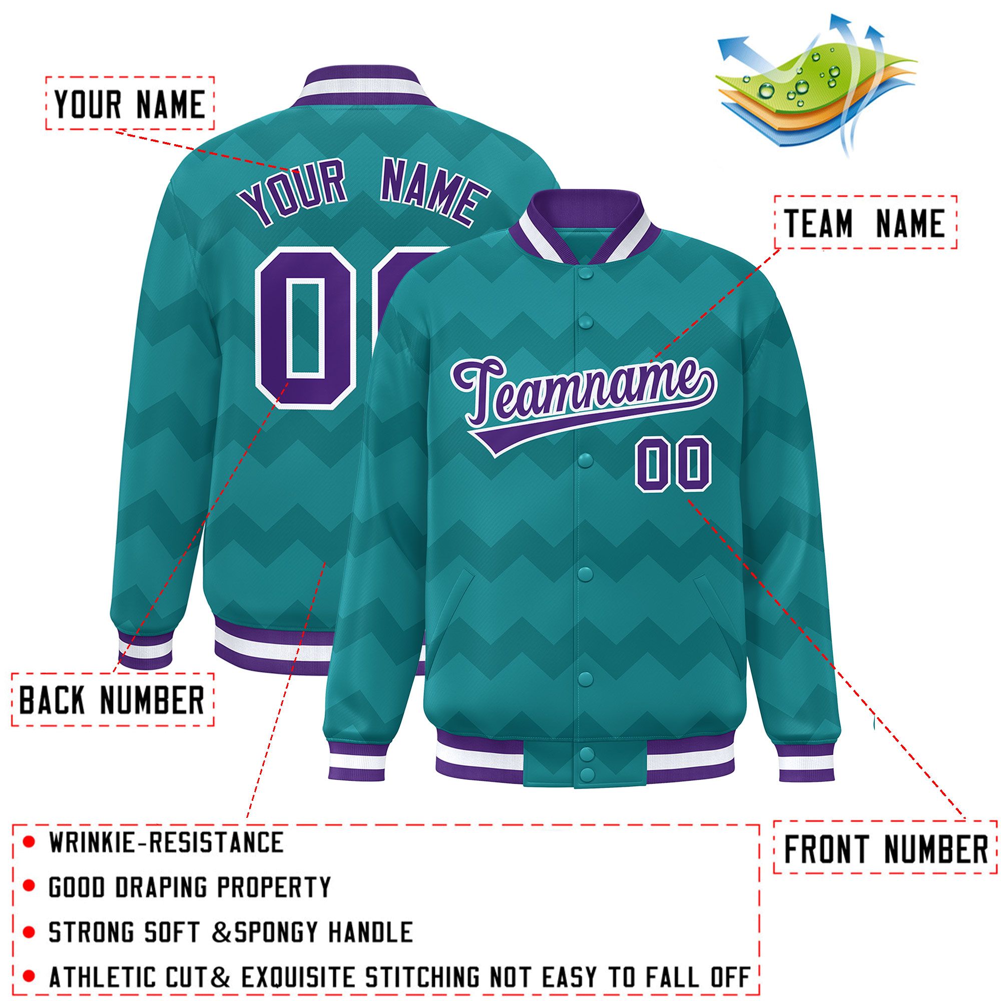 Custom Varsity Full-Snap Ripple Color Block Letterman Jacket