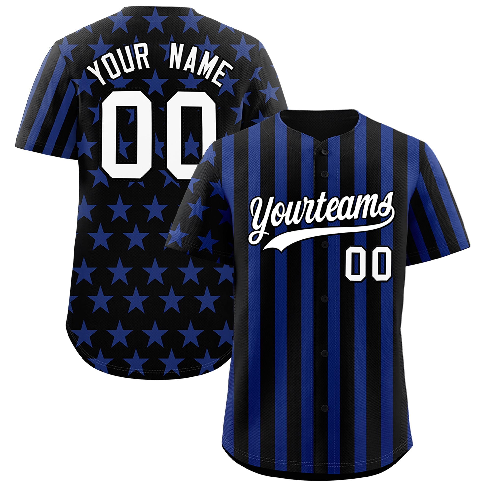 Benutzerdefiniertes Graffiti-Muster-Baseball-Trikot mit amerikanischer Flagge