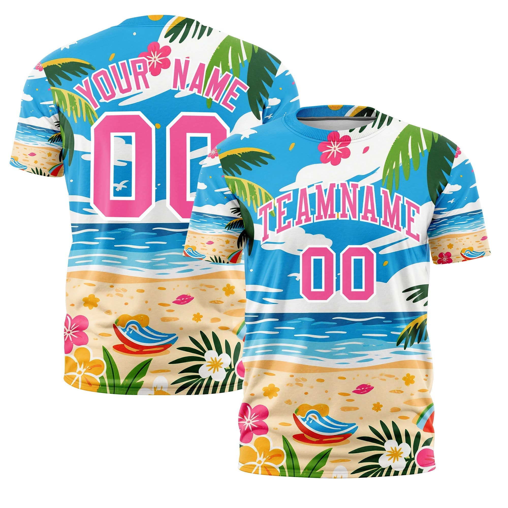 Benutzerdefiniertes T-Shirt im hawaiianischen Stil mit Graffiti-Muster