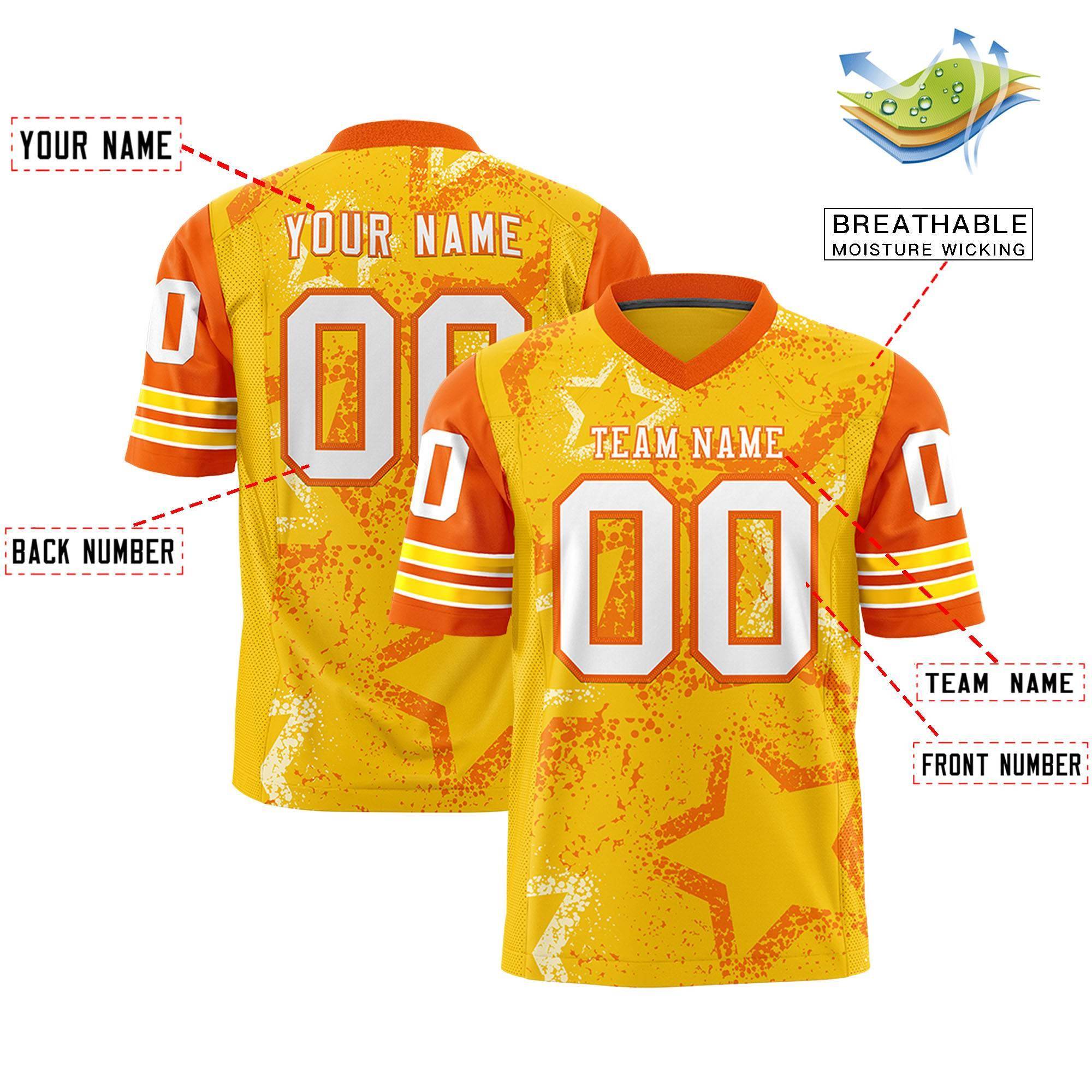 Individuell personalisiertes, authentisches Fußballtrikot mit Sternmuster-Design Individuell personalisiertes, authentisches Fußballtrikot mit Sternmuster-Design