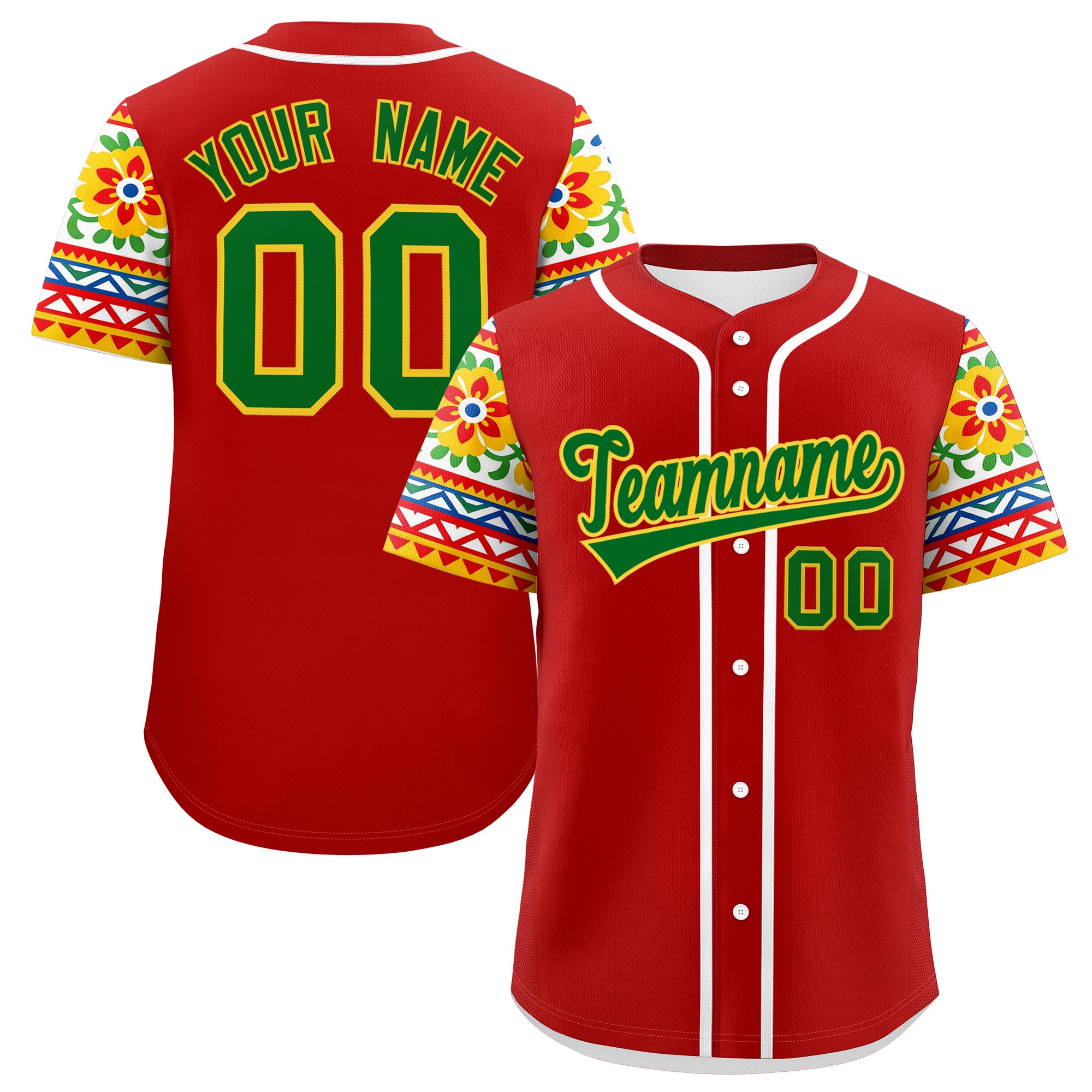 Benutzerdefiniertes Baseball-Trikot aus Stretchstoff mit Graffiti-Muster im mexikanischen Stil Benutzerdefiniertes Baseball-Trikot aus Stretchstoff mit Graffiti-Muster im mexikanischen Stil
