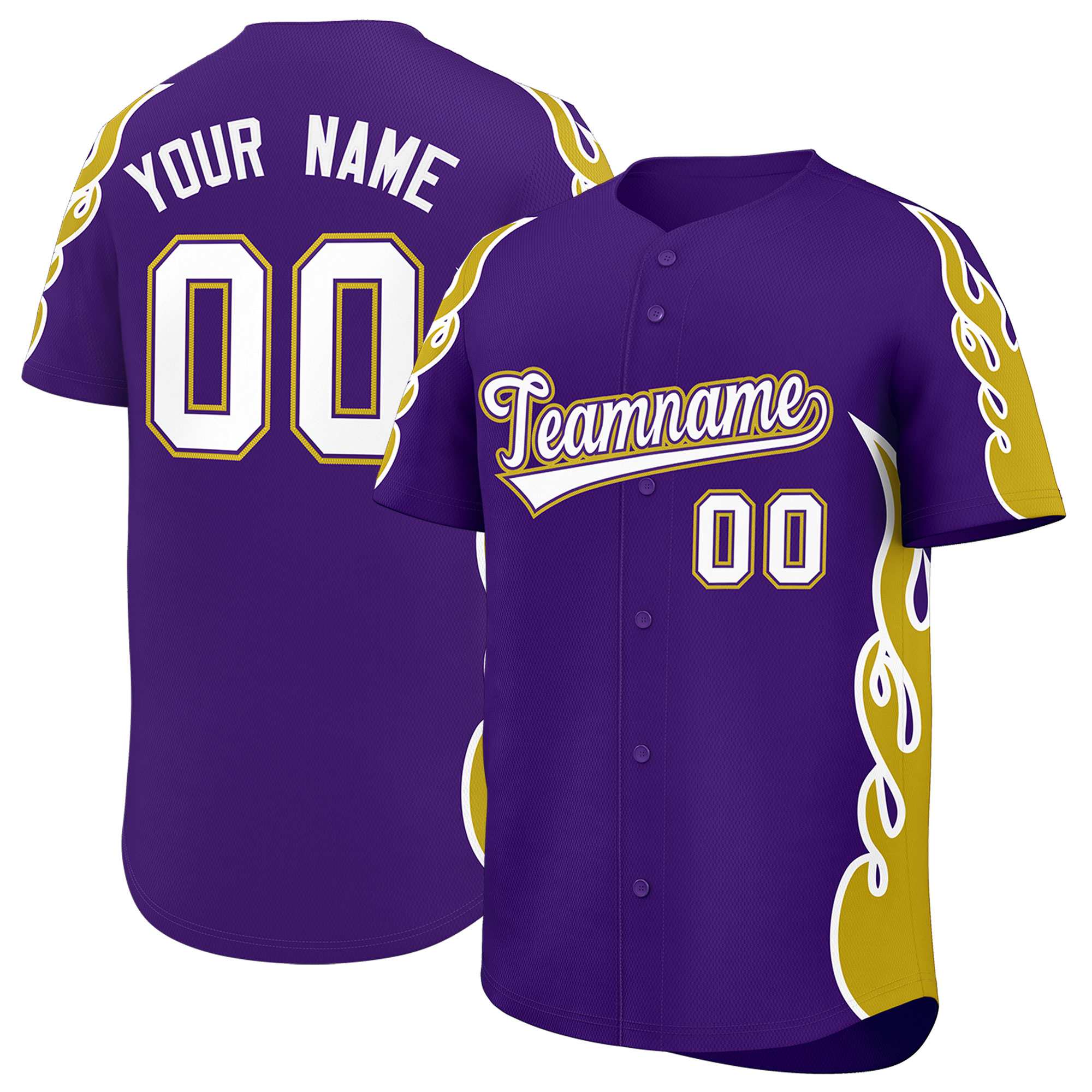 Benutzerdefiniertes Baseball-Trikot mit Seitenflammen-Umrissmuster für Sportuniformen
