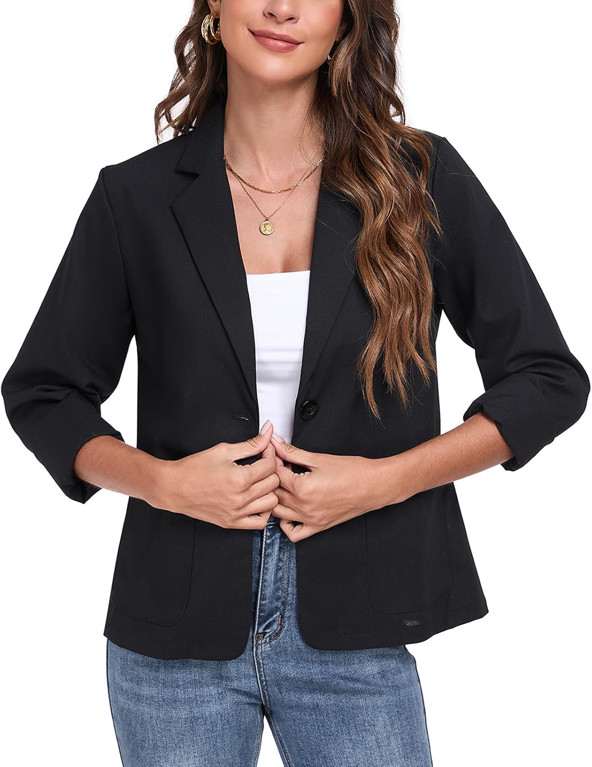 Womens Linen Blazer Long Sleeve Lightweight Work Office Jackets Summer Lapel Button Blazers with Pockets Womens Linen Blazer Long Sleeve Lightweight Work Office Jackets Summer Lapel Button Blazers with Pockets