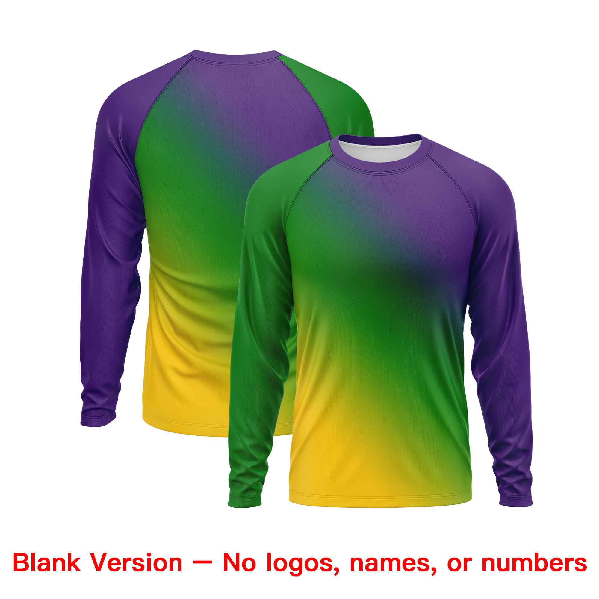 Benutzerdefiniertes, personalisiertes Mardi Gras Langarm-Performance-T-Shirt mit Rundhalsausschnitt