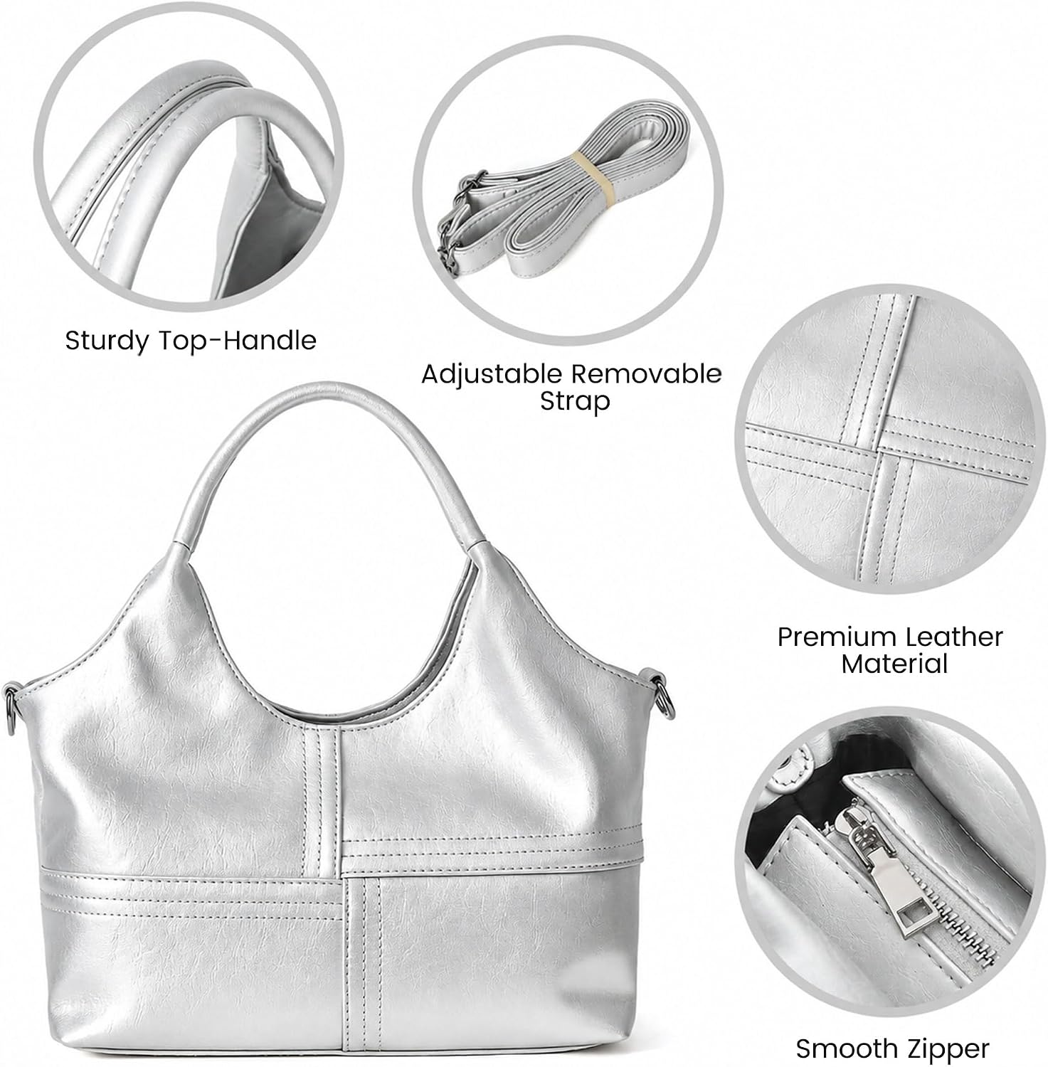Women's Metallic Tote Bag Silver