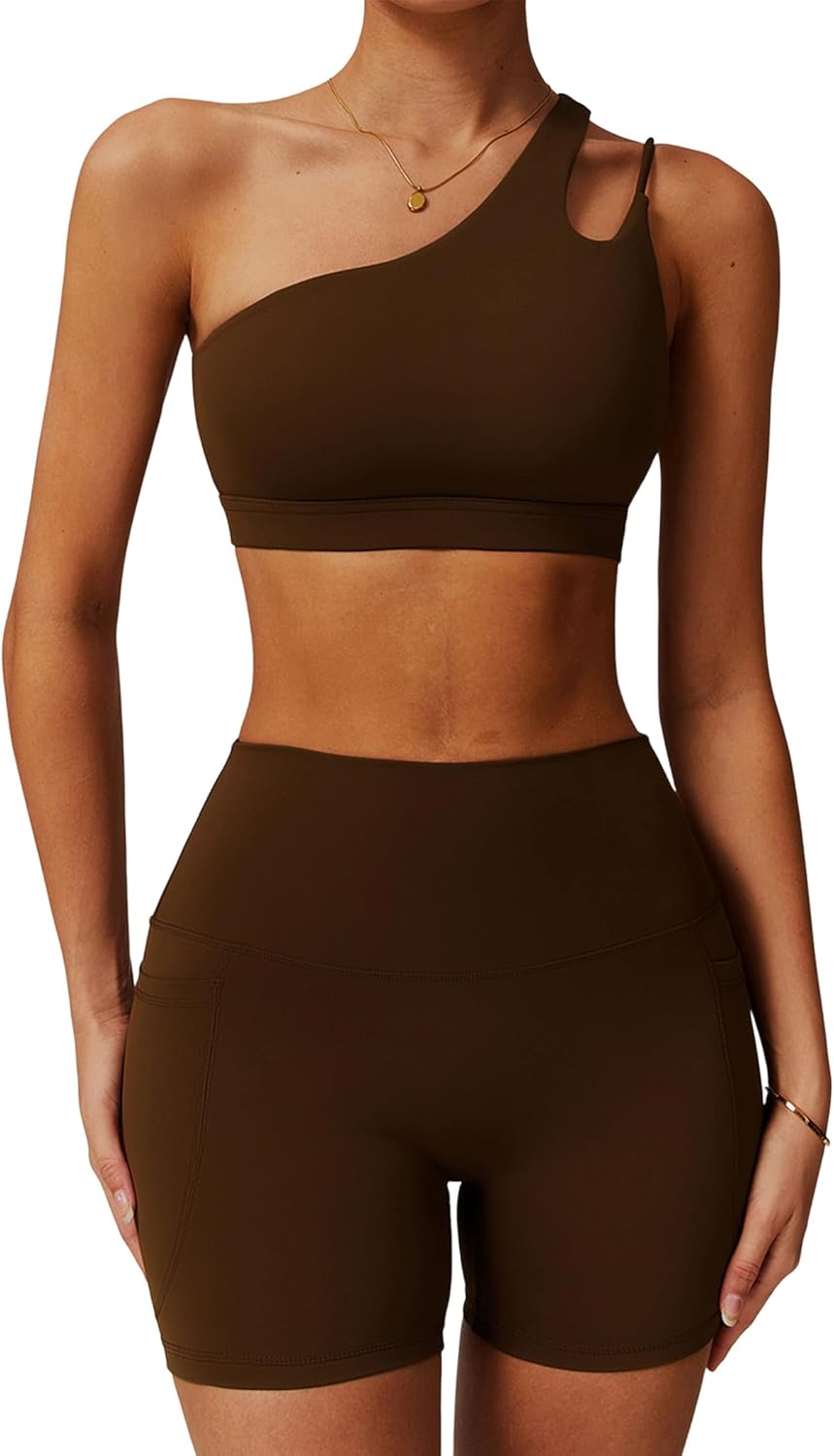 2 Piece Workout Sets for Women Sports Bra and Yoga Pants Outfits High Waist Butt lifting Shorts Jogger Outfits