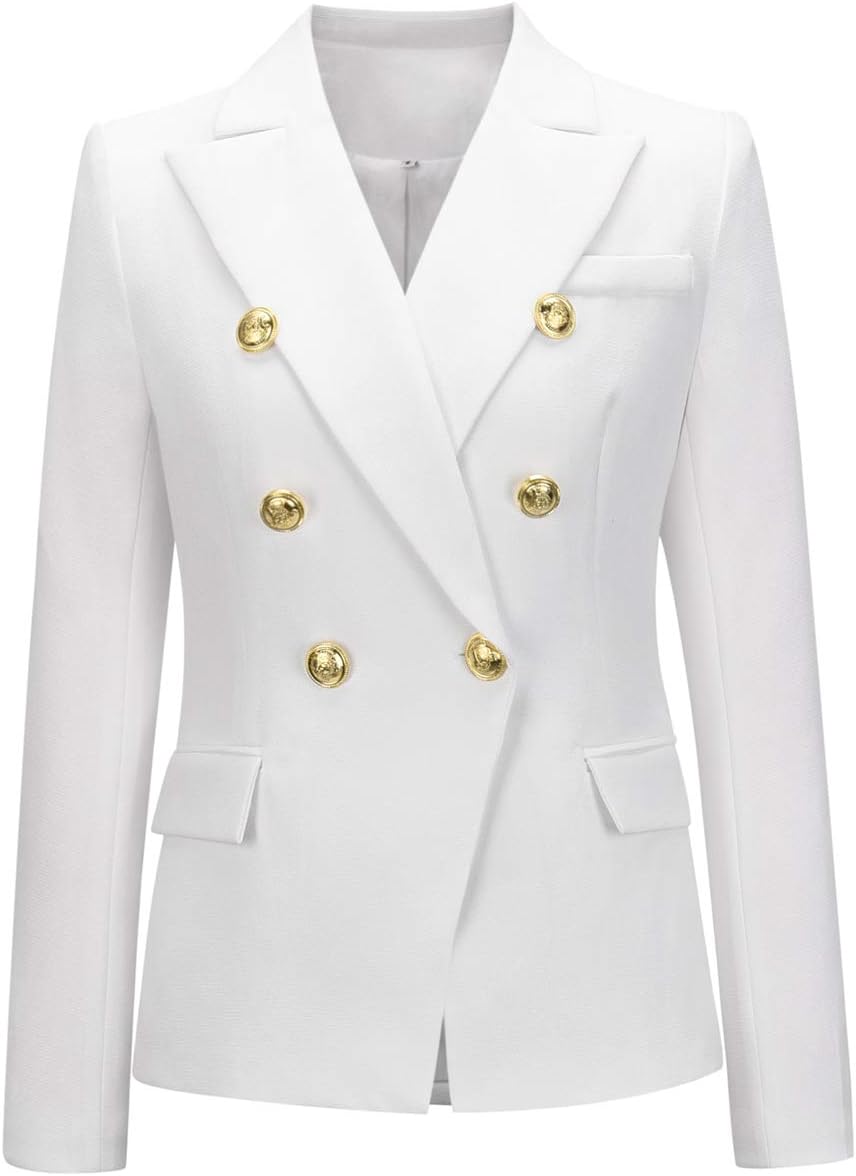 Women's Vintage Double Breasted Slim Fit Dress Suit Blazer Jacket