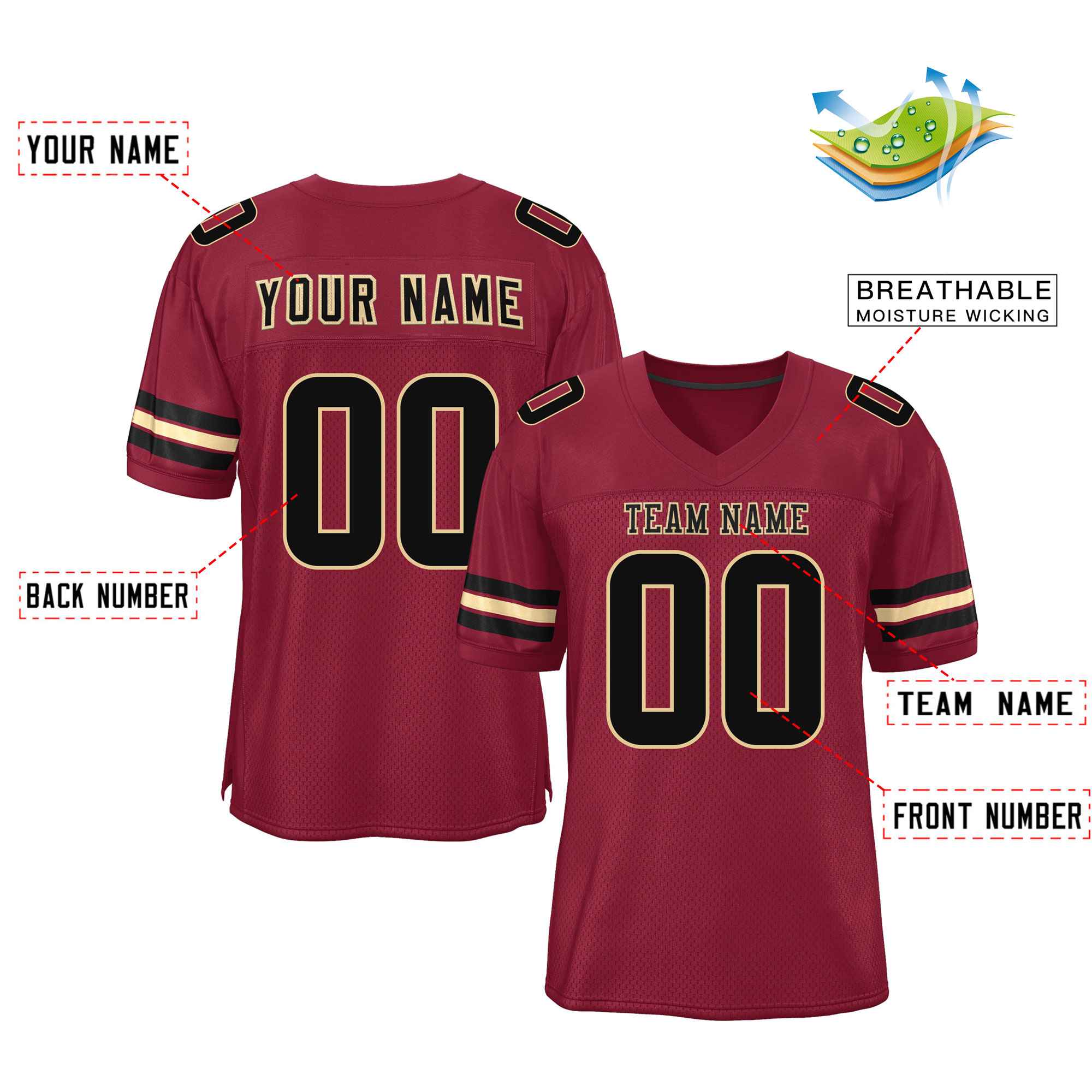 Maßgeschneidertes authentisches Mesh-Fußballtrikot im klassischen Stil