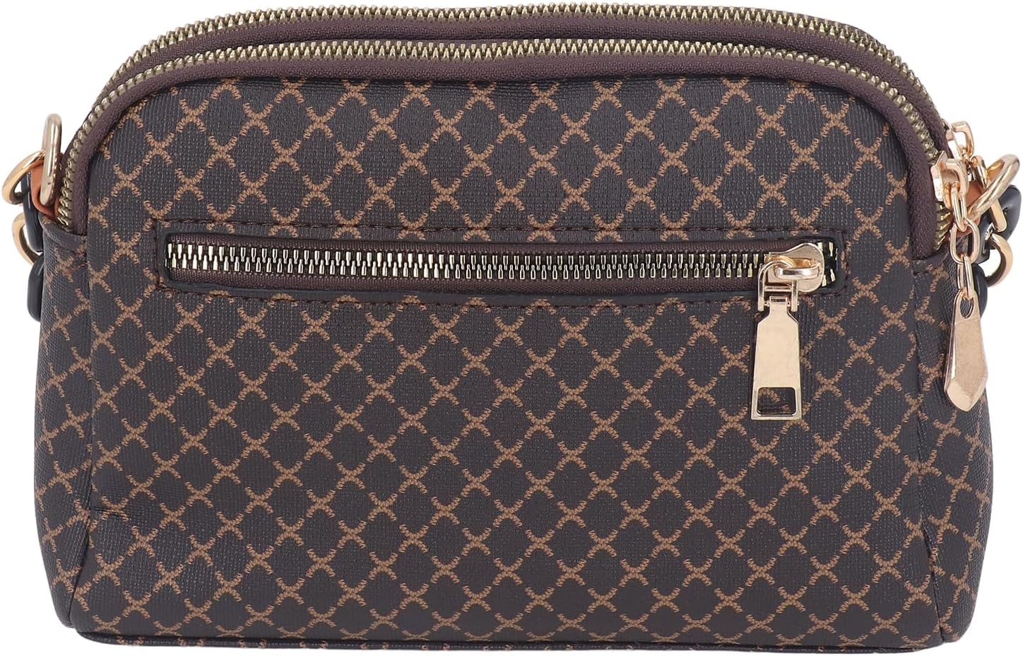 Women's Vintage Diamond Print Chain Shoulder Satchel Brown Women's Vintage Diamond Print Chain Shoulder Satchel Brown