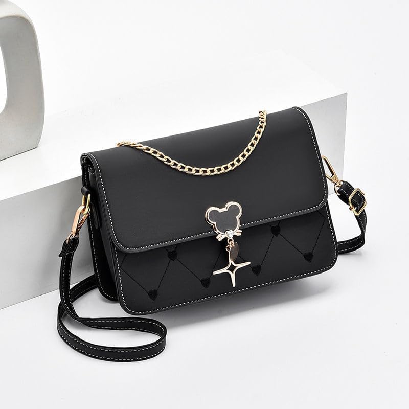 Women's Colorblock Flap Crossbody Bag with Chain Strap Women's Colorblock Flap Crossbody Bag with Chain Strap