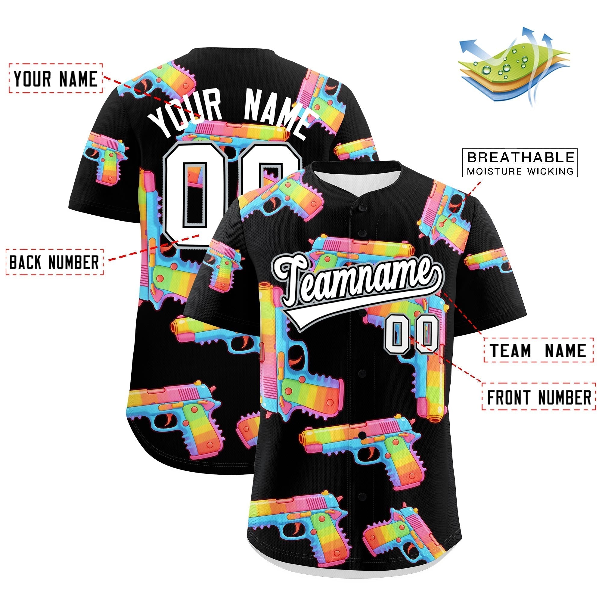 Individuelles, mit Zucker überzogenes, leichtes Baseball-Trikot mit Feuerkraft-Graffiti-Muster