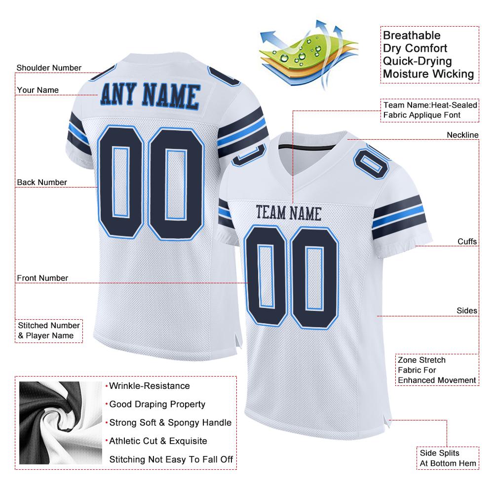 Maßgeschneidertes authentisches Mesh-Fußballtrikot im klassischen Marine-Pulverblau-Stil