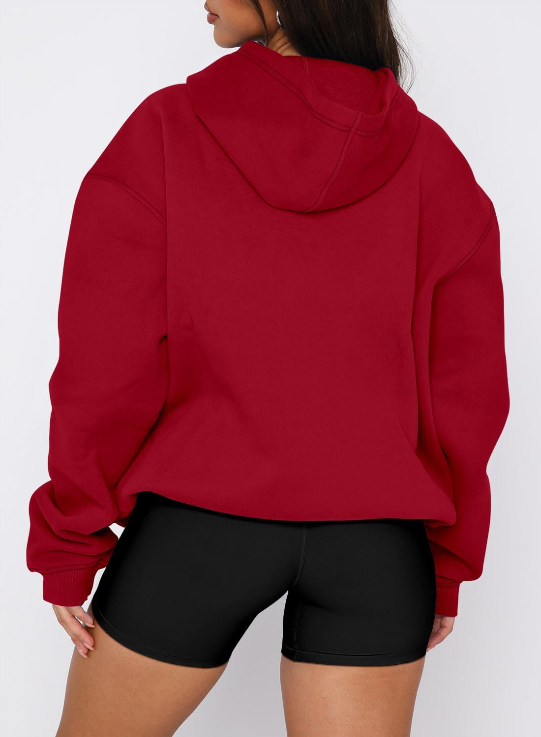 Women Hoodies Casual Pullover Long Sleeve Sweatshirt Kangaroo Pocket Drop Shoulder Sweater