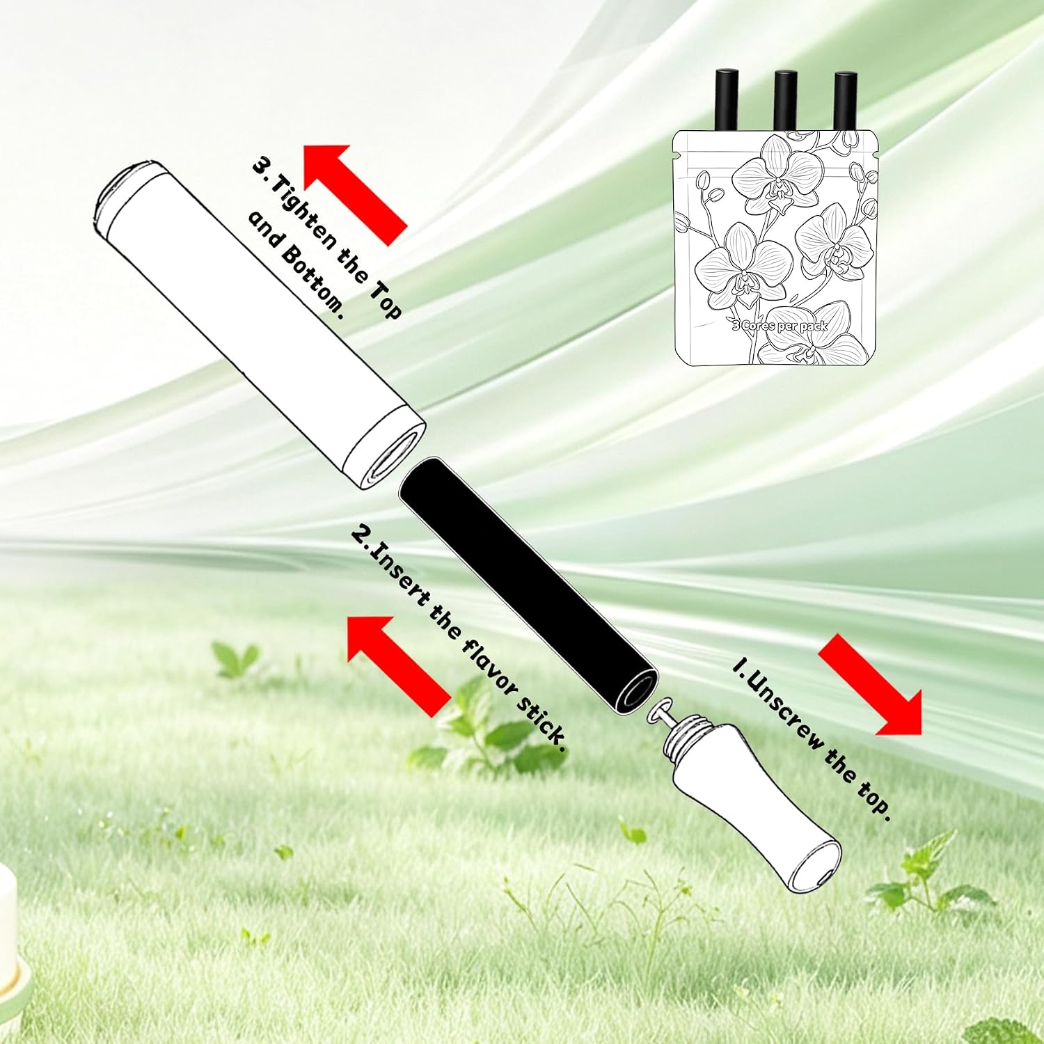Natural Aroma Stick Refill Cores 5 Flavors Natural Aroma Stick Refill Cores 5 Flavors