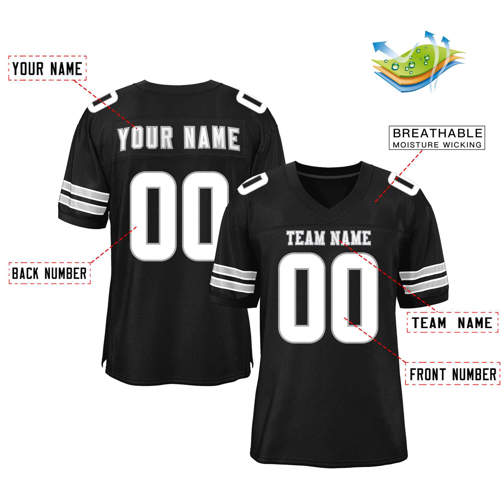 Maßgeschneidertes authentisches Mesh-Fußballtrikot im klassischen Stil