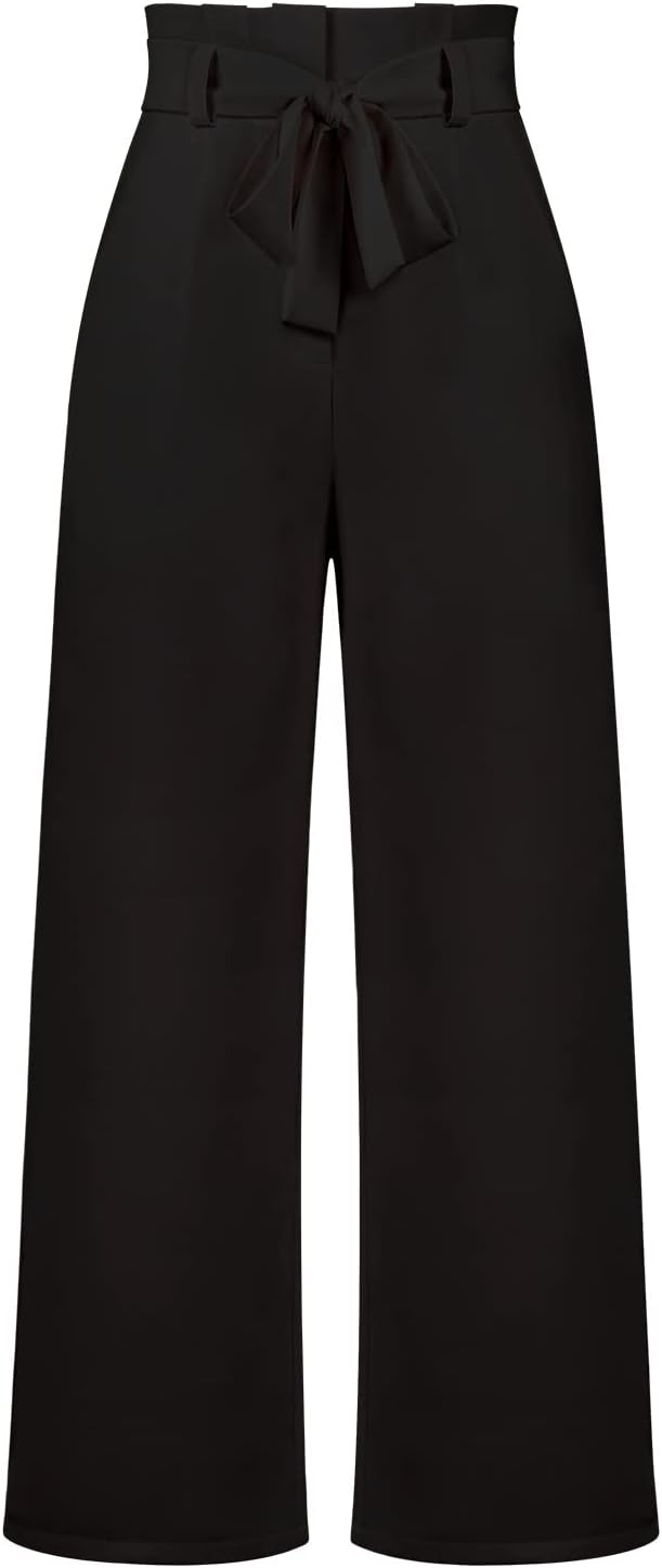 Women's Wide Leg Pants High Elastic Waisted in The Back Business Work Trousers Long Straight Suit