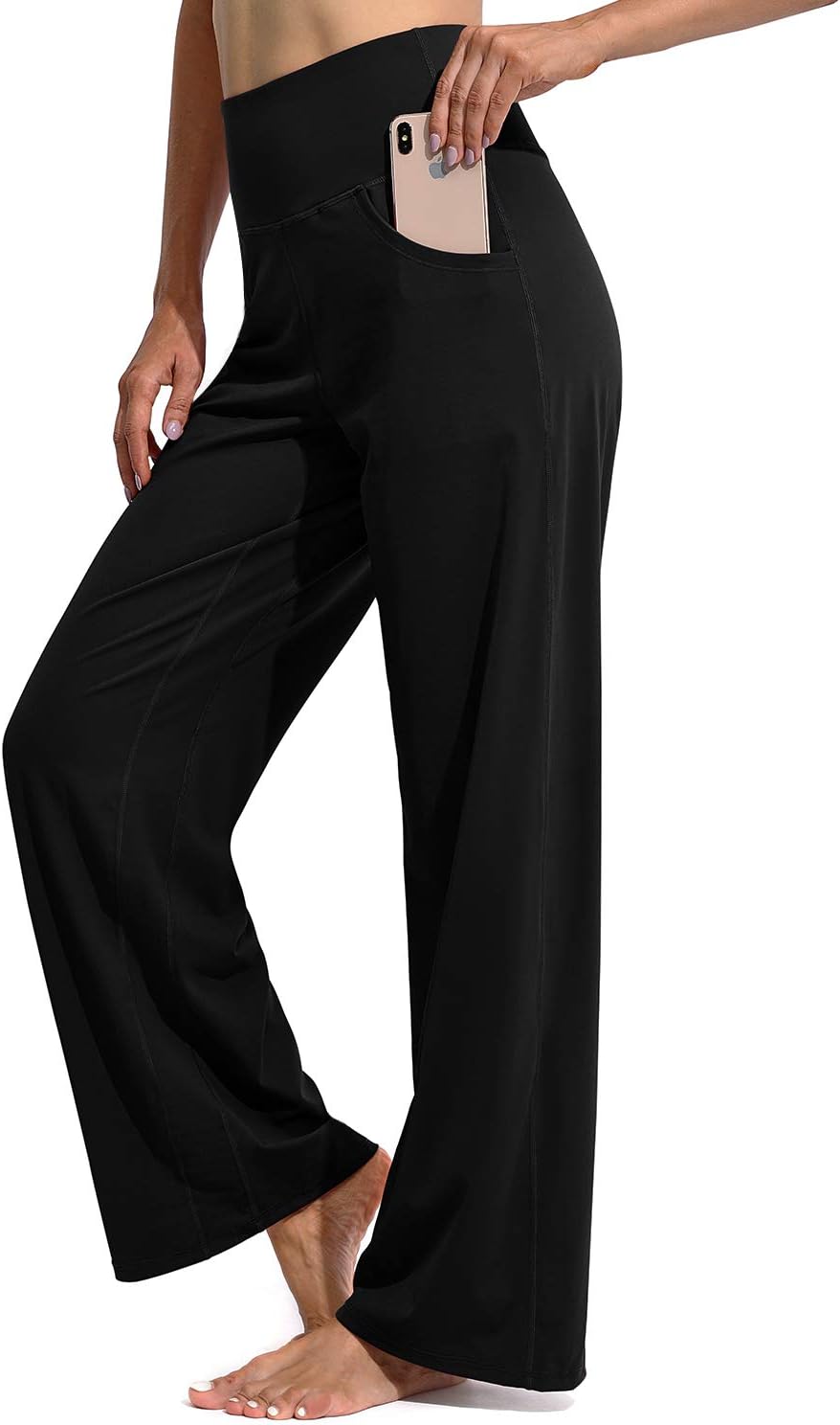 Women's Wide Leg Yoga Pants High Waist Black