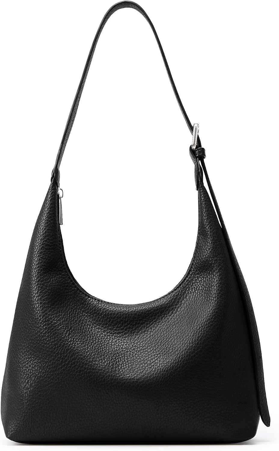 Women's Black Pebbled PU Crescent Shoulder Bag