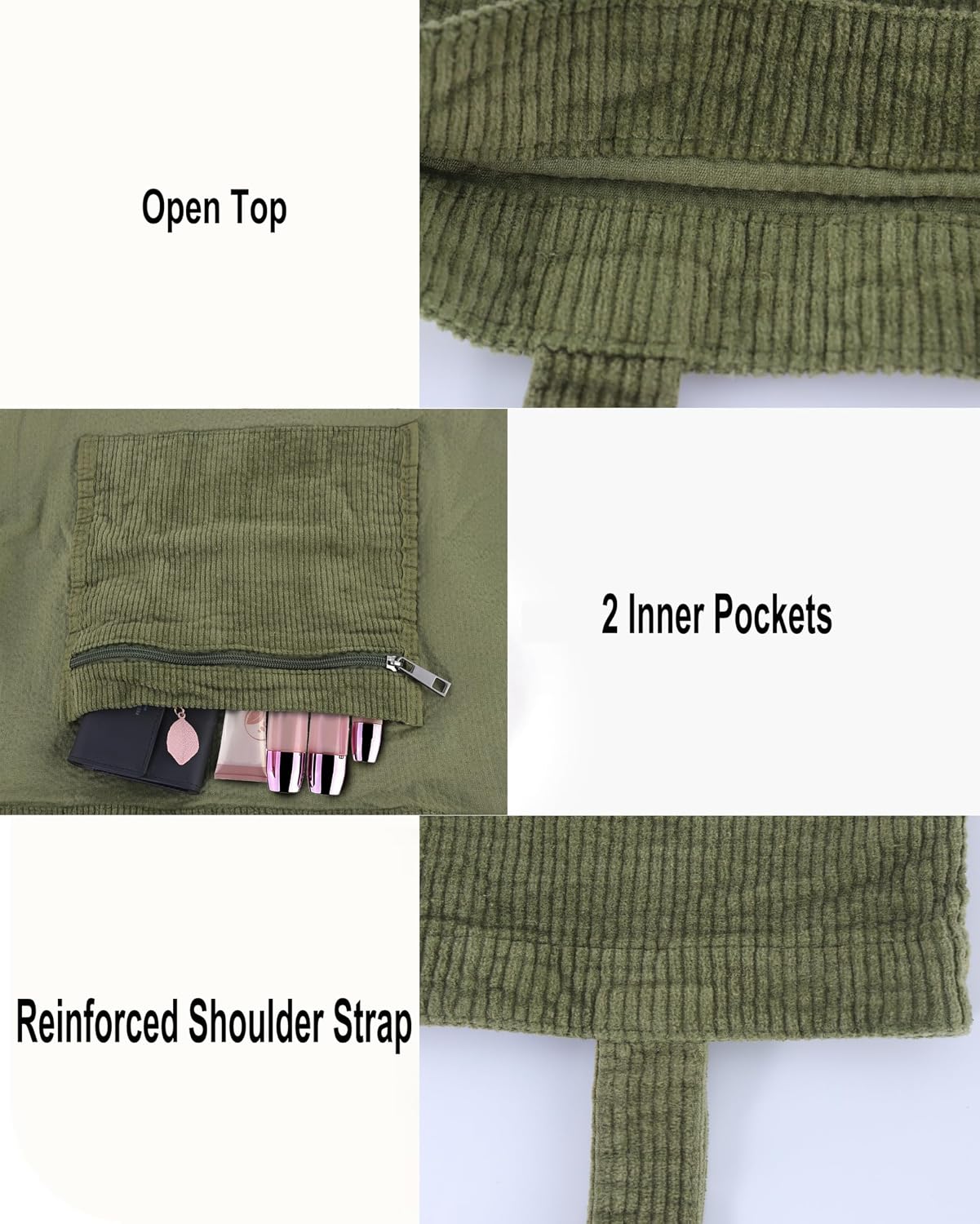 Women's Corduroy Tote Bag Olive Green