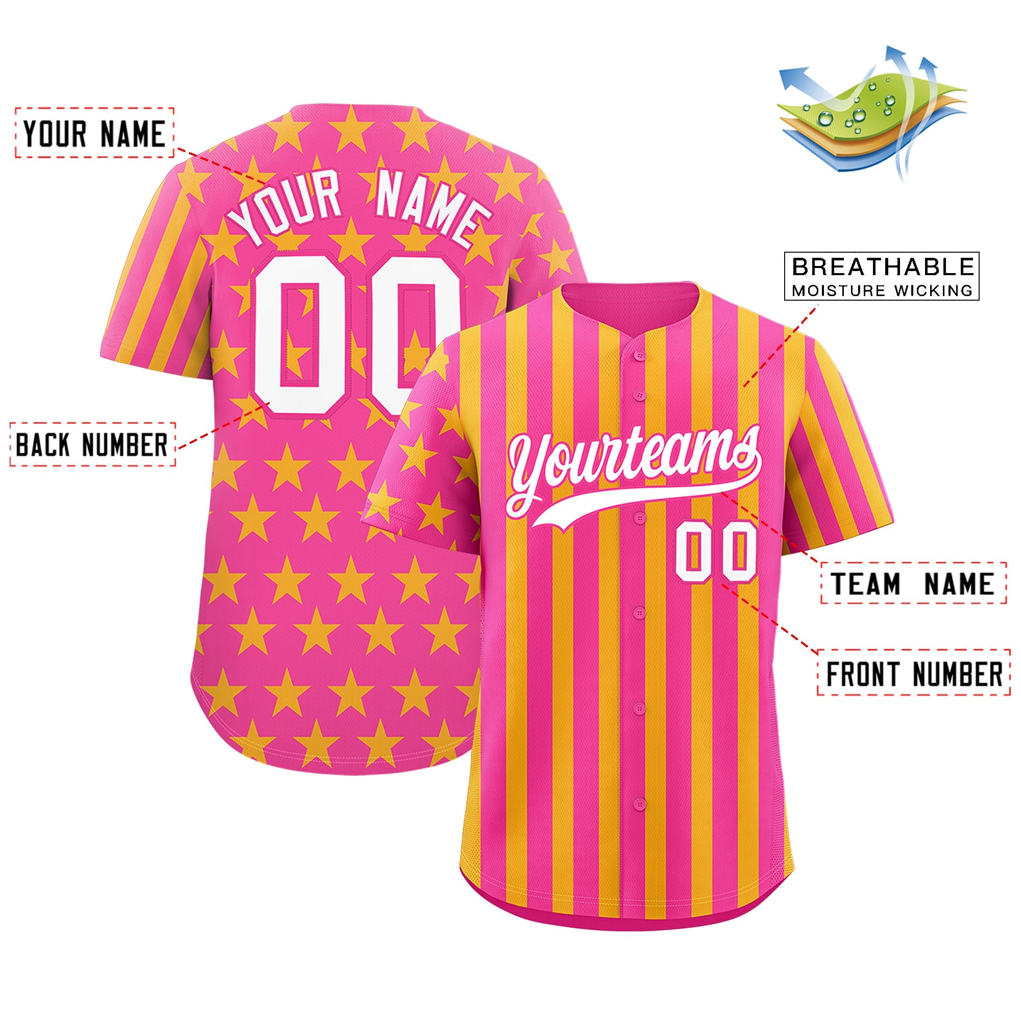 Benutzerdefiniertes Graffiti-Muster-Baseball-Trikot mit amerikanischer Flagge