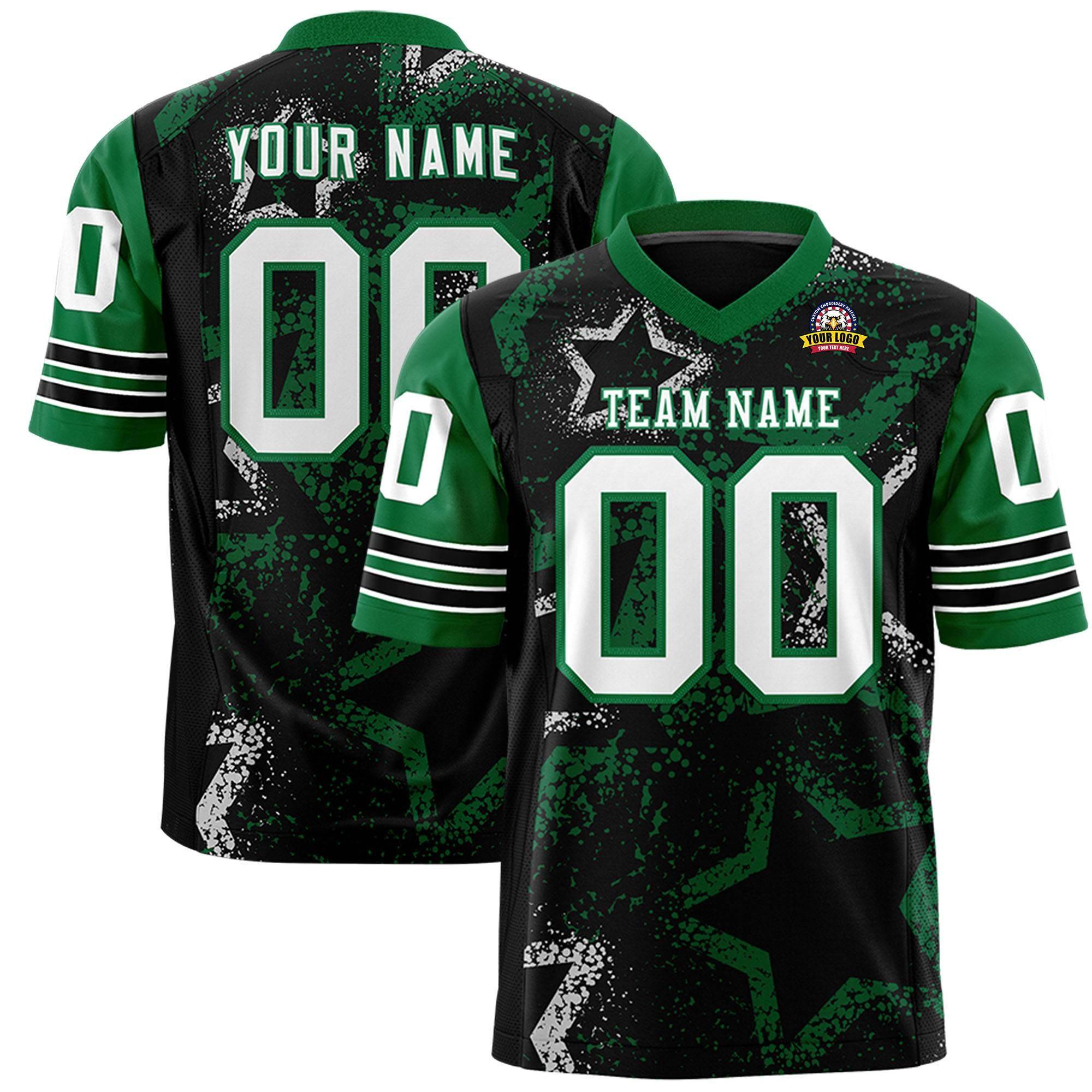 Benutzerdefiniertes Kelly Green-White personalisiertes Sternmuster-Design, authentisches Fußballtrikot