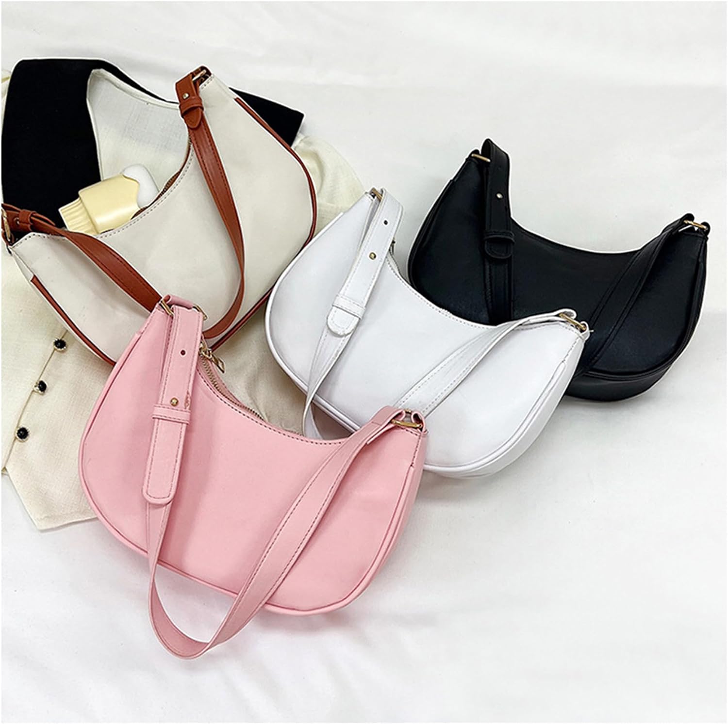 Women's Slouchy Crescent Hobo Bag with Zipper Closure