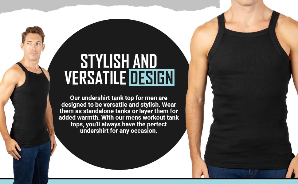 Men's Ribbed Cotton Tank Top White Square Cut