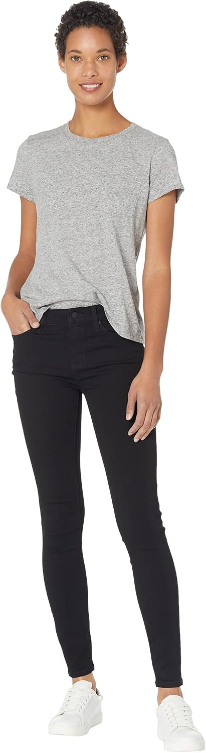 Women's Mid Rise Skinny Jeans Black Stretch Denim