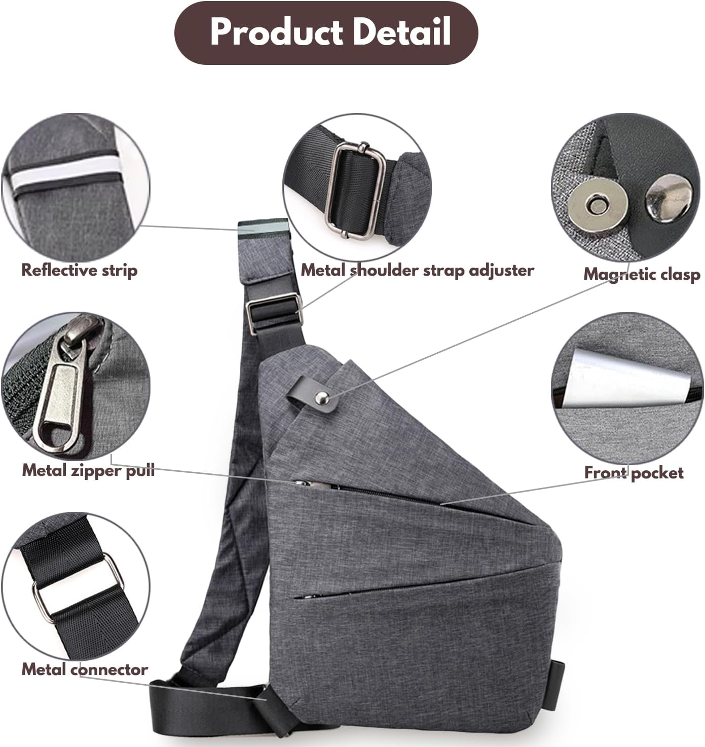 Women's Nylon Sling Crossbody Bag with Reflective Stripe Women's Nylon Sling Crossbody Bag with Reflective Stripe