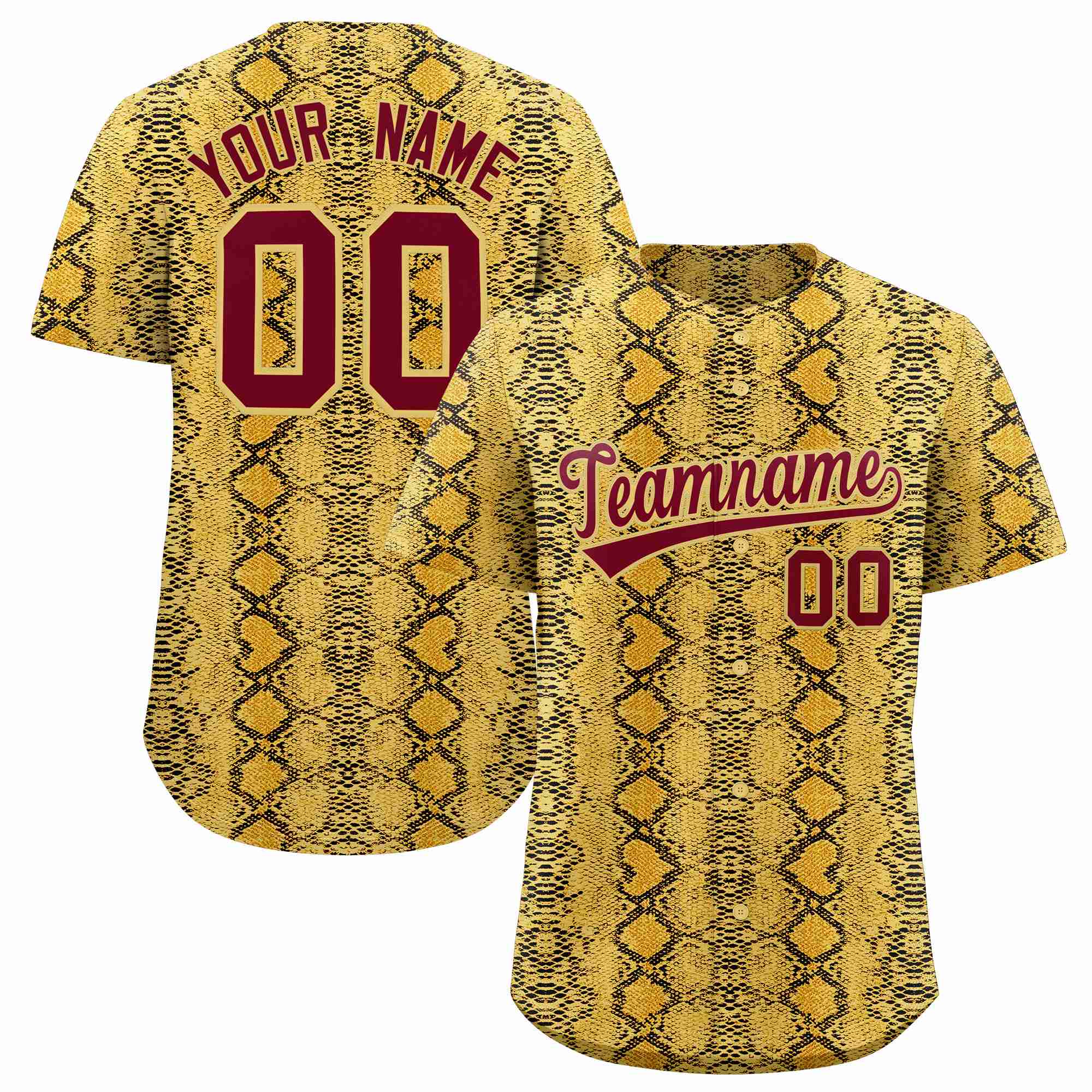 Benutzerdefiniertes authentisches Baseball-Trikot mit mehrfarbigem Schlangenledermuster