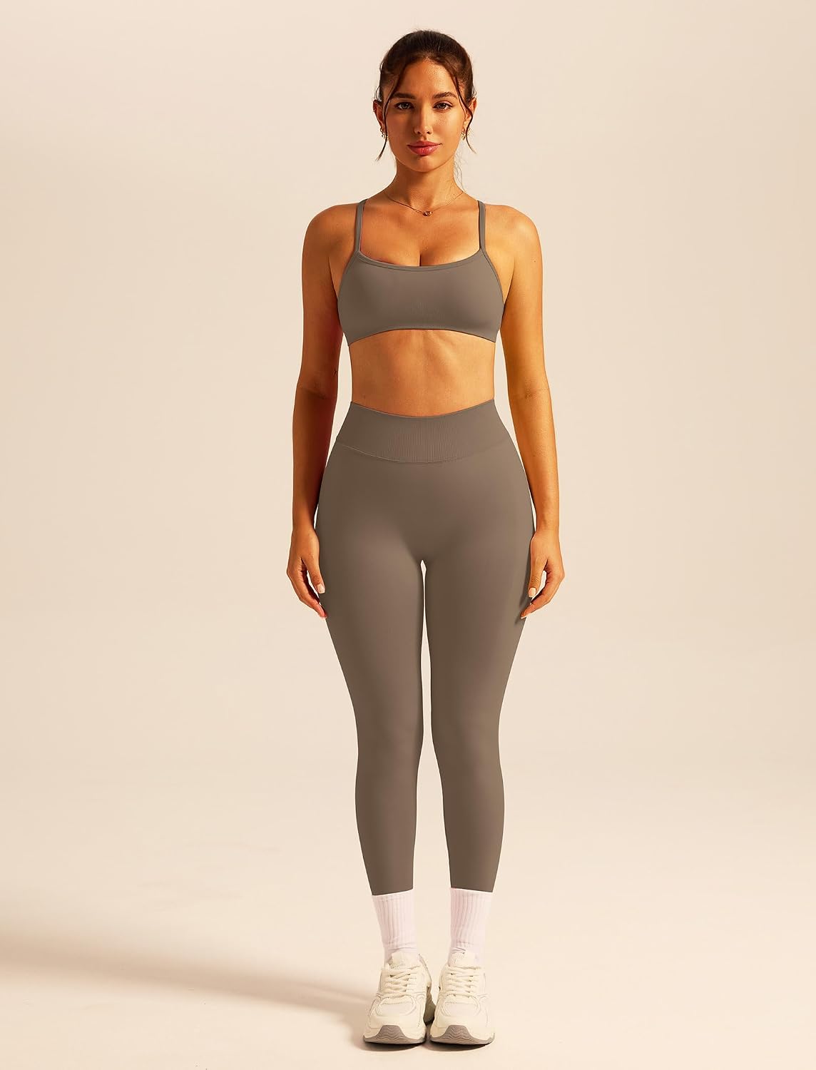 Women's Square Neck Bra and Flare Leggings Set