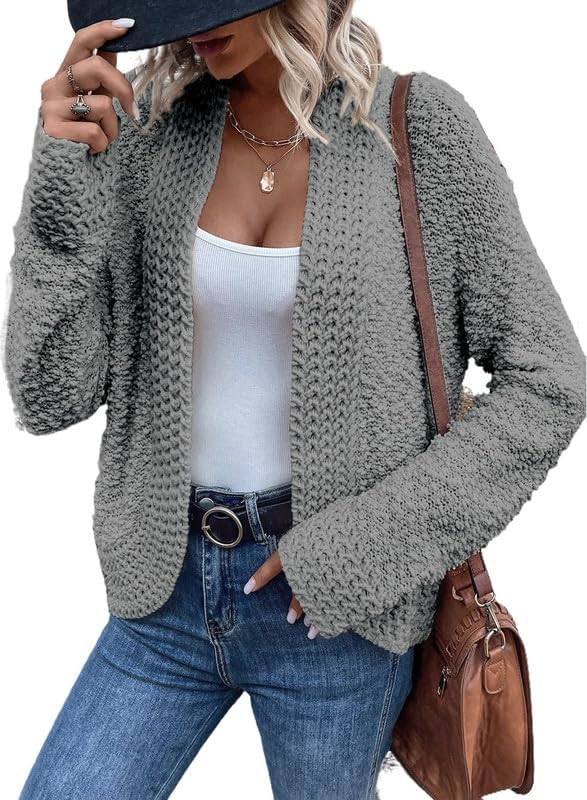 Women's Fashion Open Front Long Sleeve Chunky Knit Cardigans Sweaters Outerwear Coats Edition