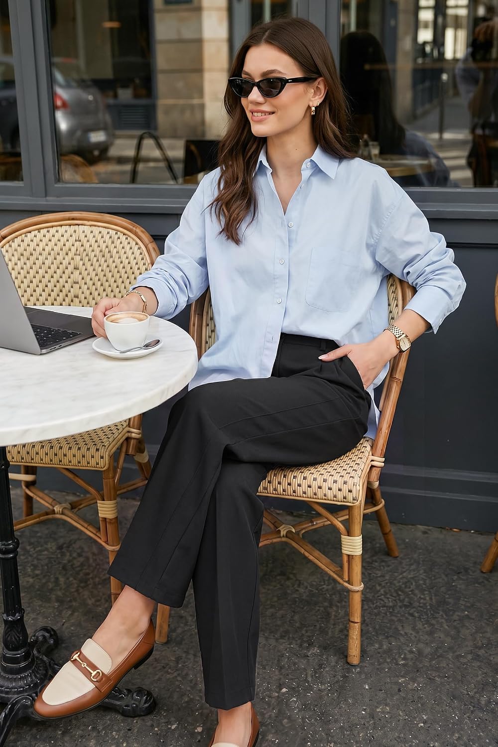 Women's Linen Blend Straight Ankle Pants Business Casual Outfits Dressy Trousers Summer