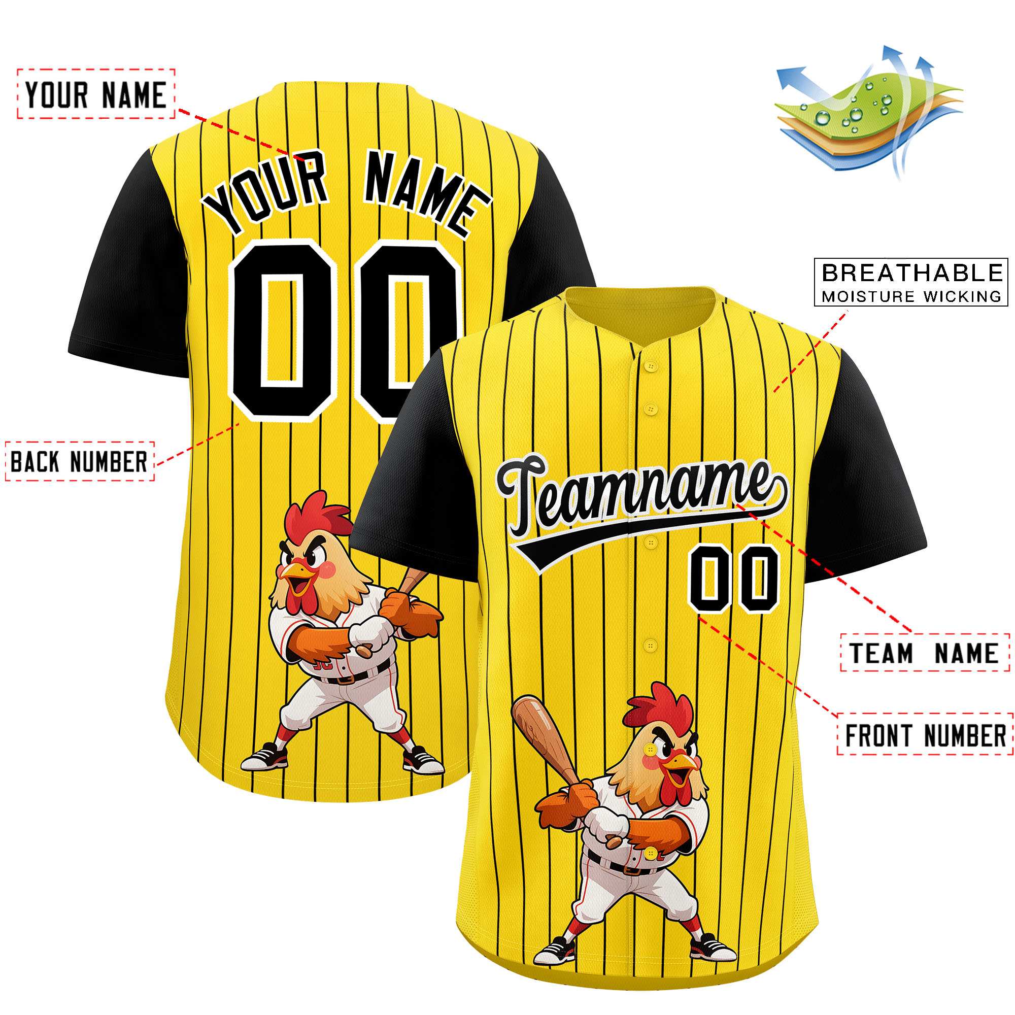 Authentisches Baseball-Trikot mit individuellem Streifen-Tiere-Graffiti-Muster, Raglanärmeln Authentisches Baseball-Trikot mit individuellem Streifen-Tiere-Graffiti-Muster, Raglanärmeln