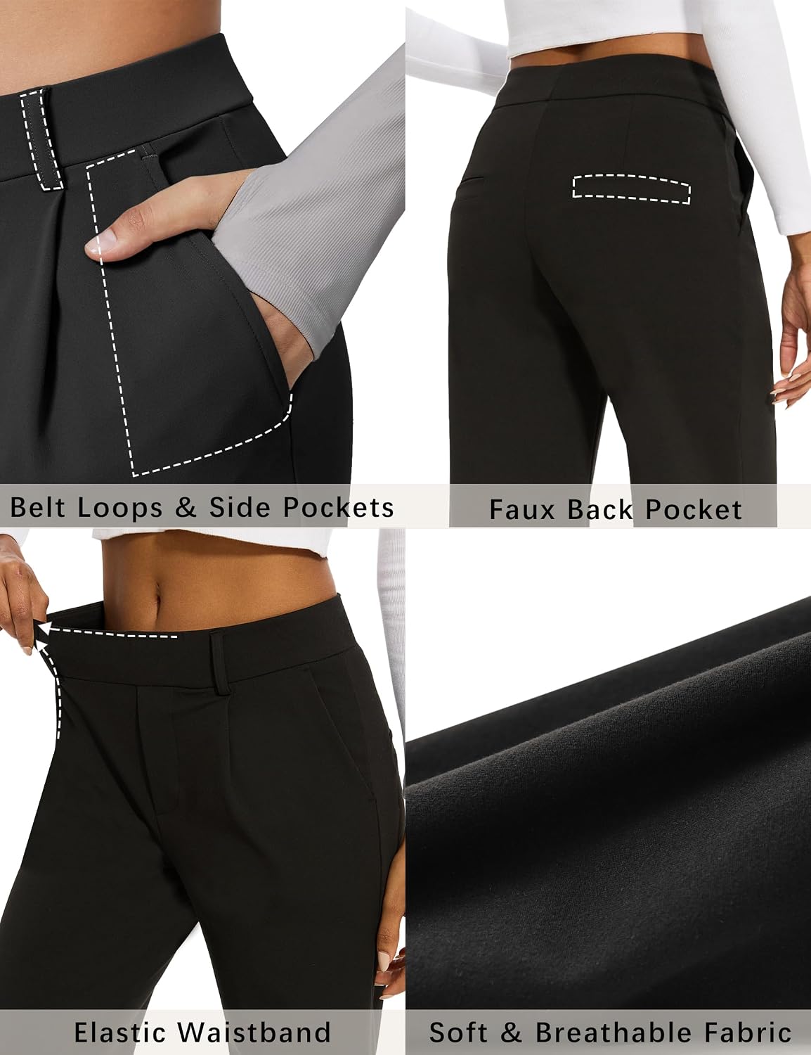 Women's High Waisted Wide Leg Pleated Pants with Pockets