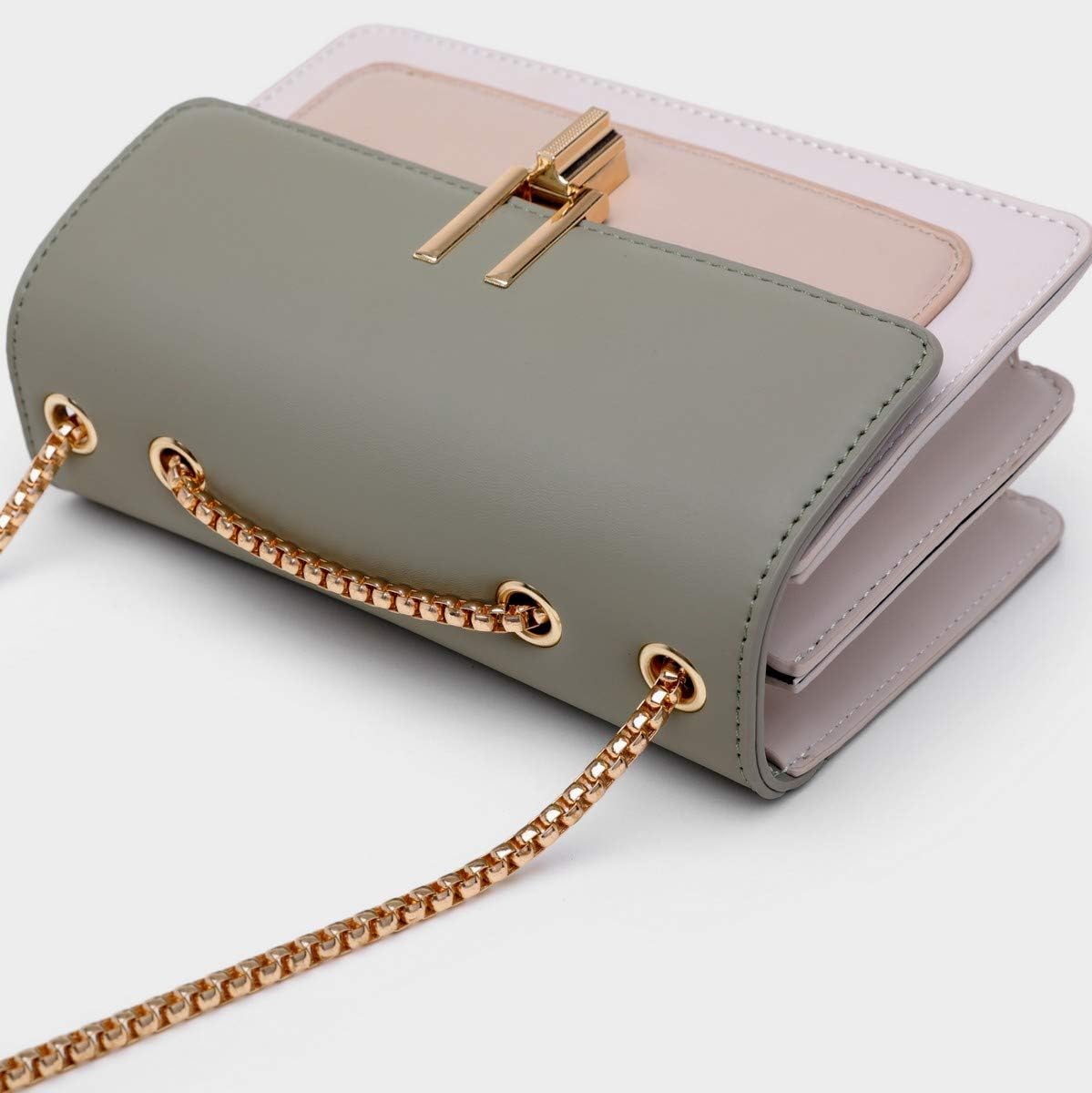 Women's Color Block Crossbody Purse with Gold Chain Strap